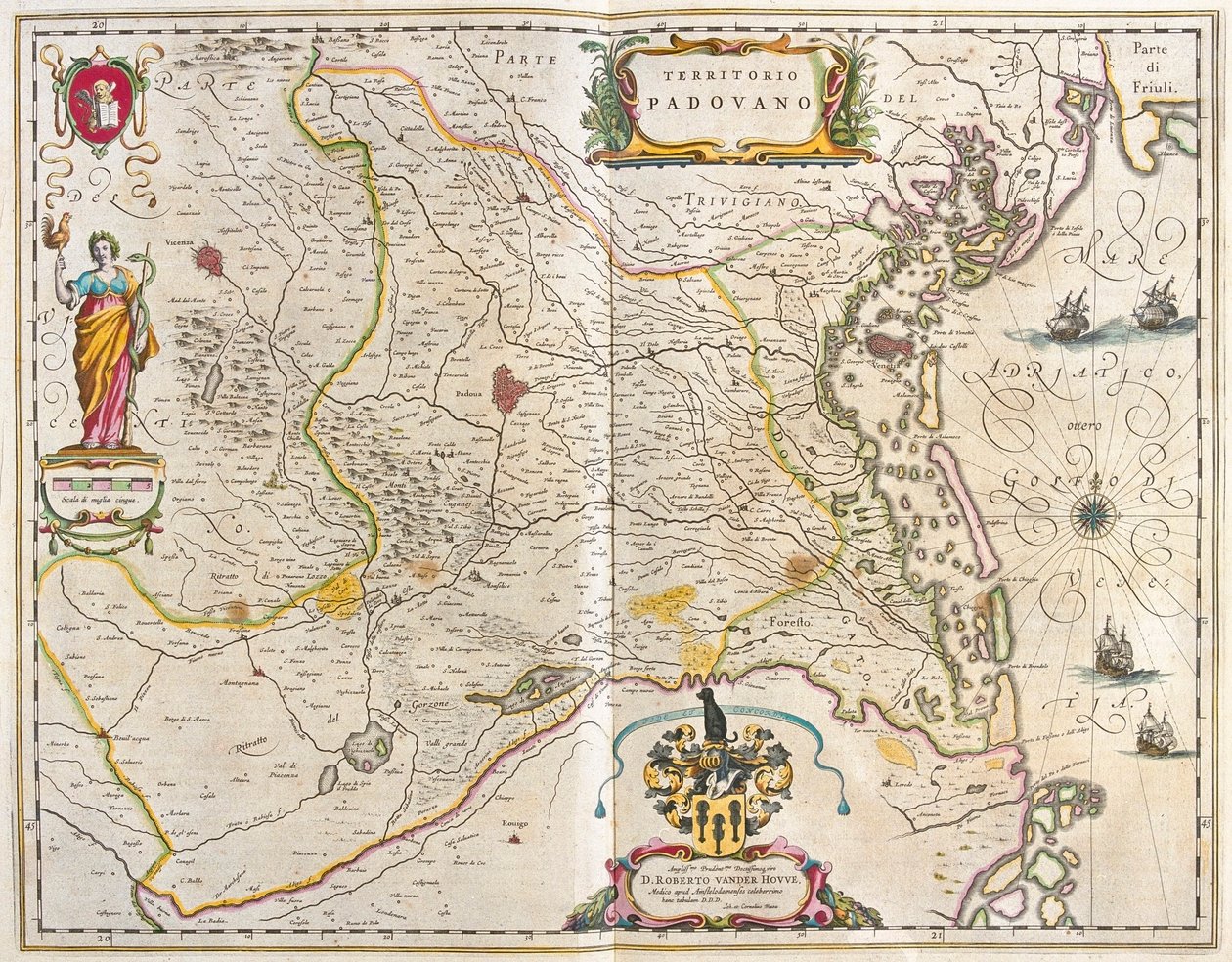 アムステルダム、ウィレム・ブラウ作『Theatrum Orbis Terrarum, sive Atlas Novus』所収、イタリア、パドヴァ 作： ウィレム・ブルー