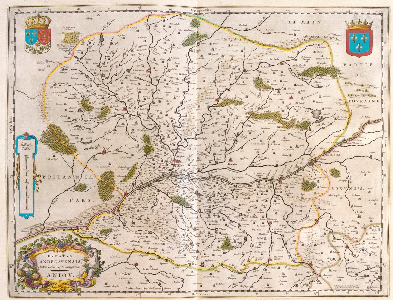アムステルダム、ウィレム・ブラウ著『Theatrum Orbis Terrarum, sive Atlas Novus』所収のPays de la Loire - Normandie。 作： ウィレム・ブルー