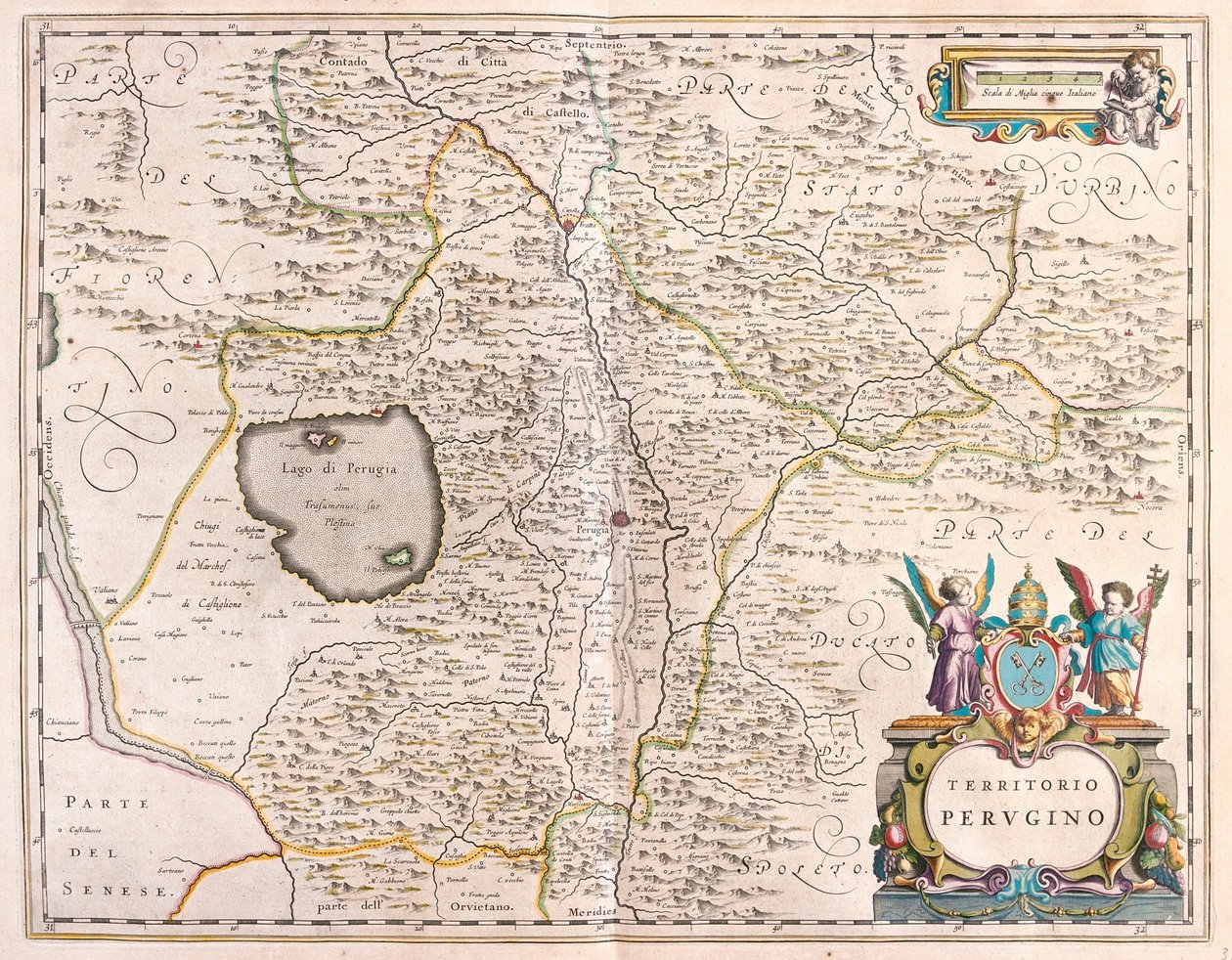 イタリア、ペルージャ、アムステルダム、ウィレム・ブラウ作「Theatrum Orbis Terrarum, sive Atlas Novus」所収 作： ウィレム・ブルー