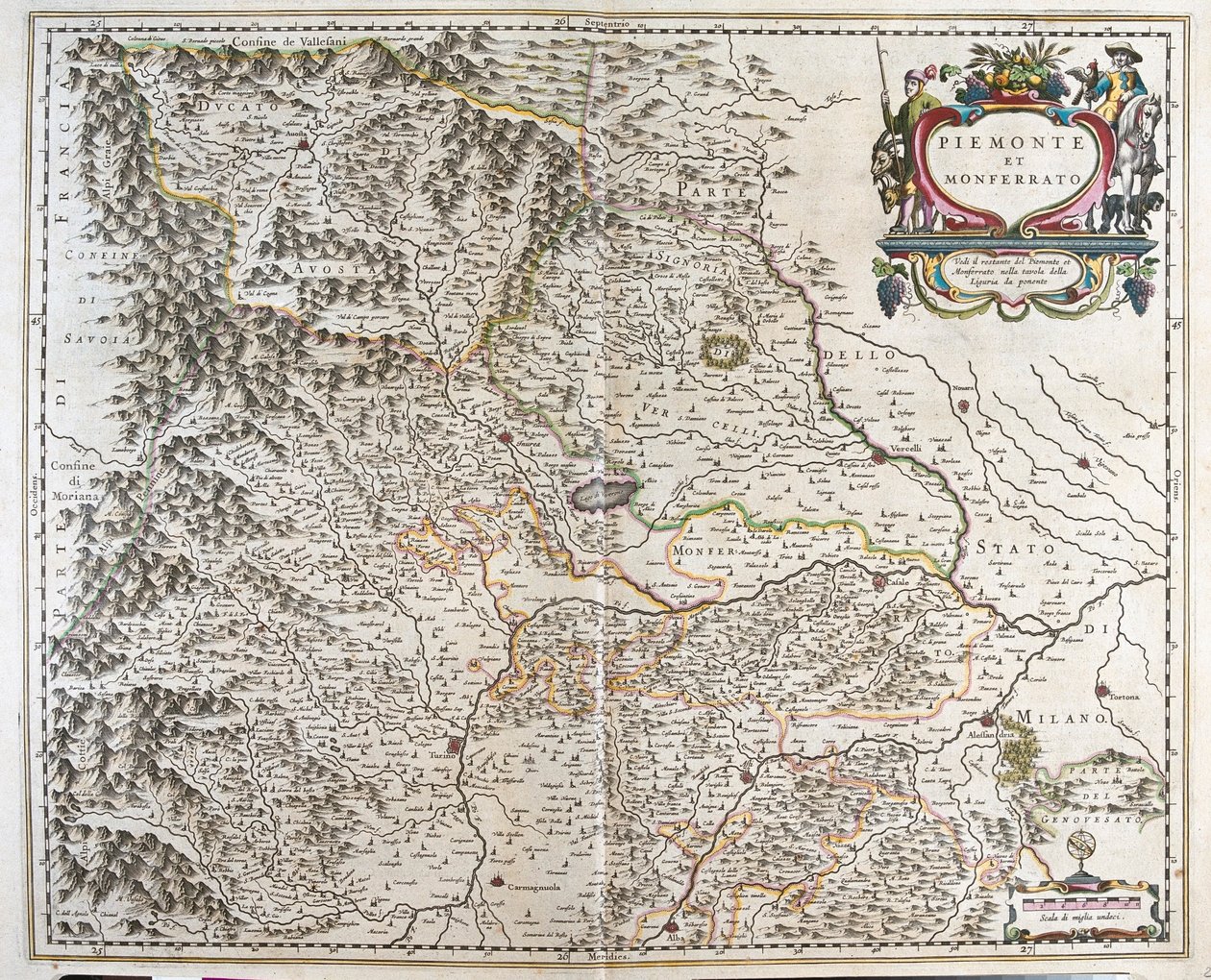 アムステルダム、ウィレム・ブラウ著『Theatrum Orbis Terrarum, sive Atlas Novus』所収のピエモン（イタリア地方 作： ウィレム・ブルー