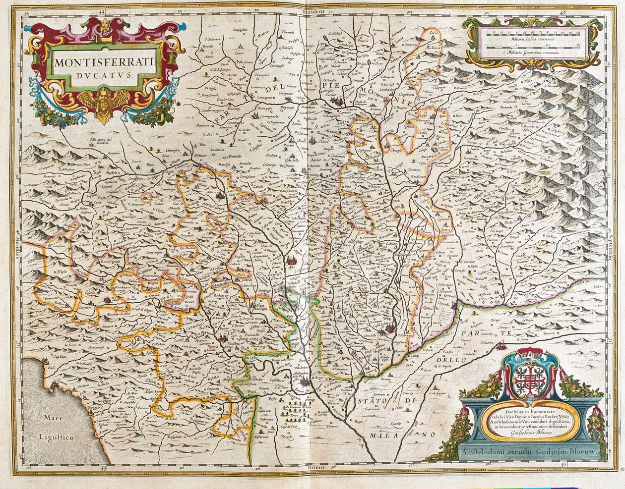 アムステルダム、ウィレム・ブラウ作『Theatrum Orbis Terrarum, sive Atlas Novus』所収、イタリア、ピエモン 作： ウィレム・ブルー