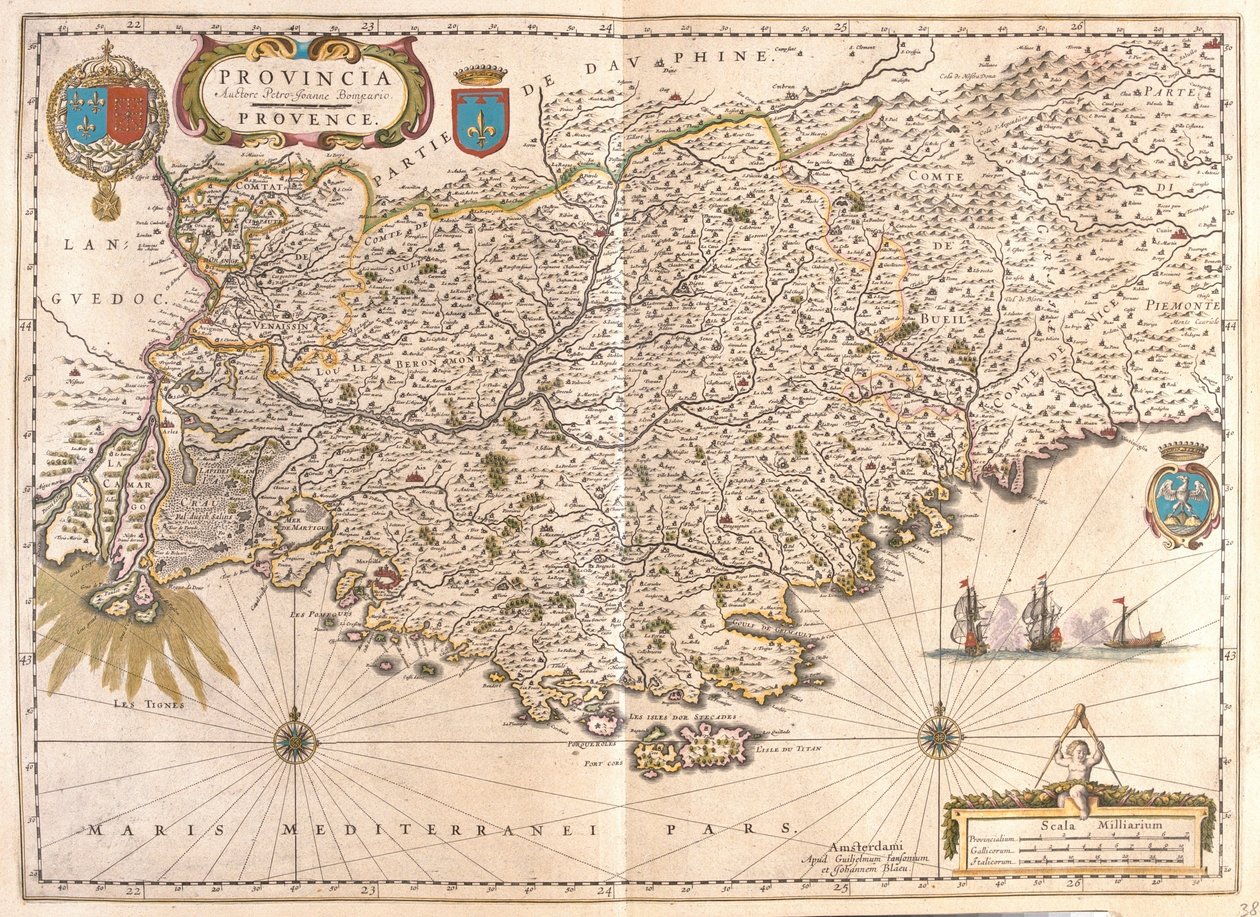ウィレム・ブラウ著『Theatrum Orbis Terrarum, sive Atlas Novus』（アムステルダム）所収のプロヴァンス地方。 作： ウィレム・ブルー