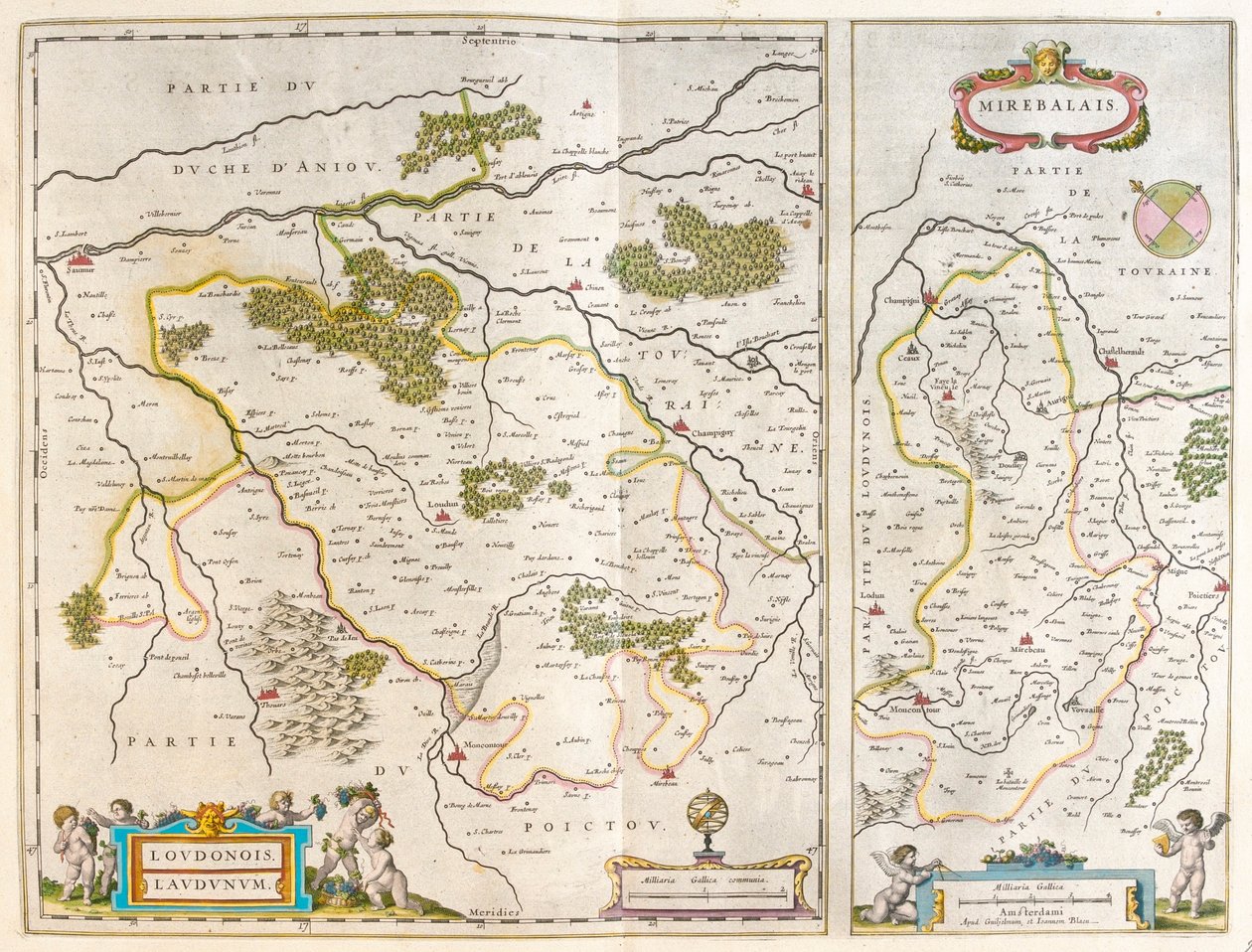 ケルシーとピレネー山脈 - ミレボー（アムステルダム、ウィレム・ブラウ著『Theatrum Orbis Terrarum, sive Atlas Novus』所収 作： ウィレム・ブルー