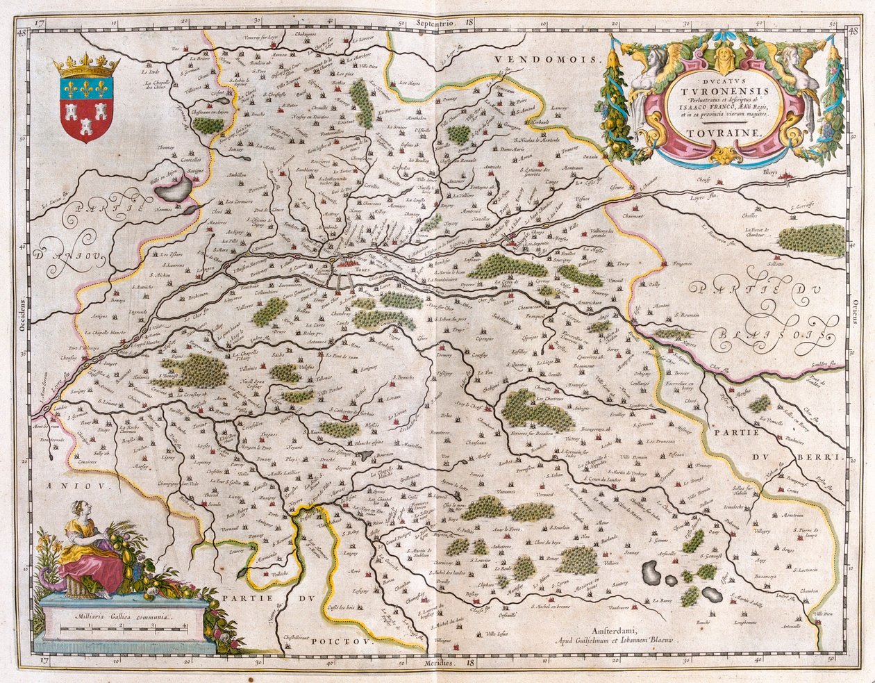ウィレム・ブラウ作「Theatrum Orbis Terrarum, sive Atlas Novus」（アムステルダム）に描かれたロワール川と町（ブロワーズ、アンボワーズ）-トゥーレーヌ地方 作： ウィレム・ブルー