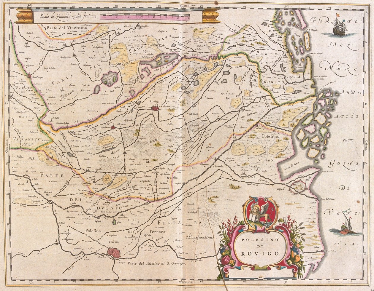 アムステルダム、ウィレム・ブラウ作『Theatrum Orbis Terrarum, sive Atlas Novus』所収、イタリア、ロヴィーゴ 作： ウィレム・ブルー