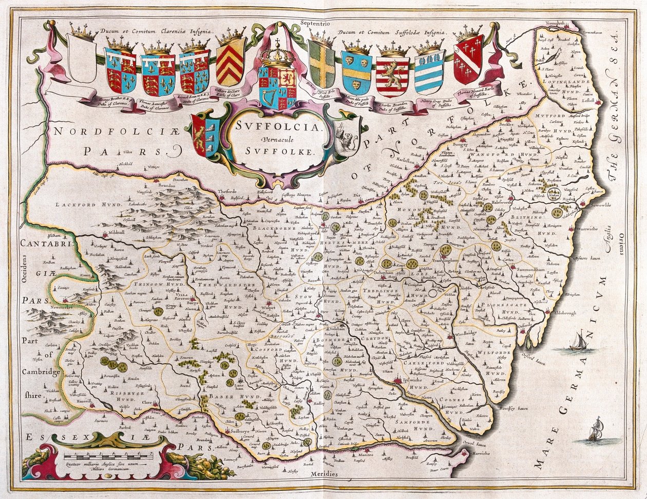 サフォーク、アムステルダム、ウィレム・ブラウ著『Theatrum Orbis Terrarum, sive Atlas Novus』所収 作： ウィレム・ブルー
