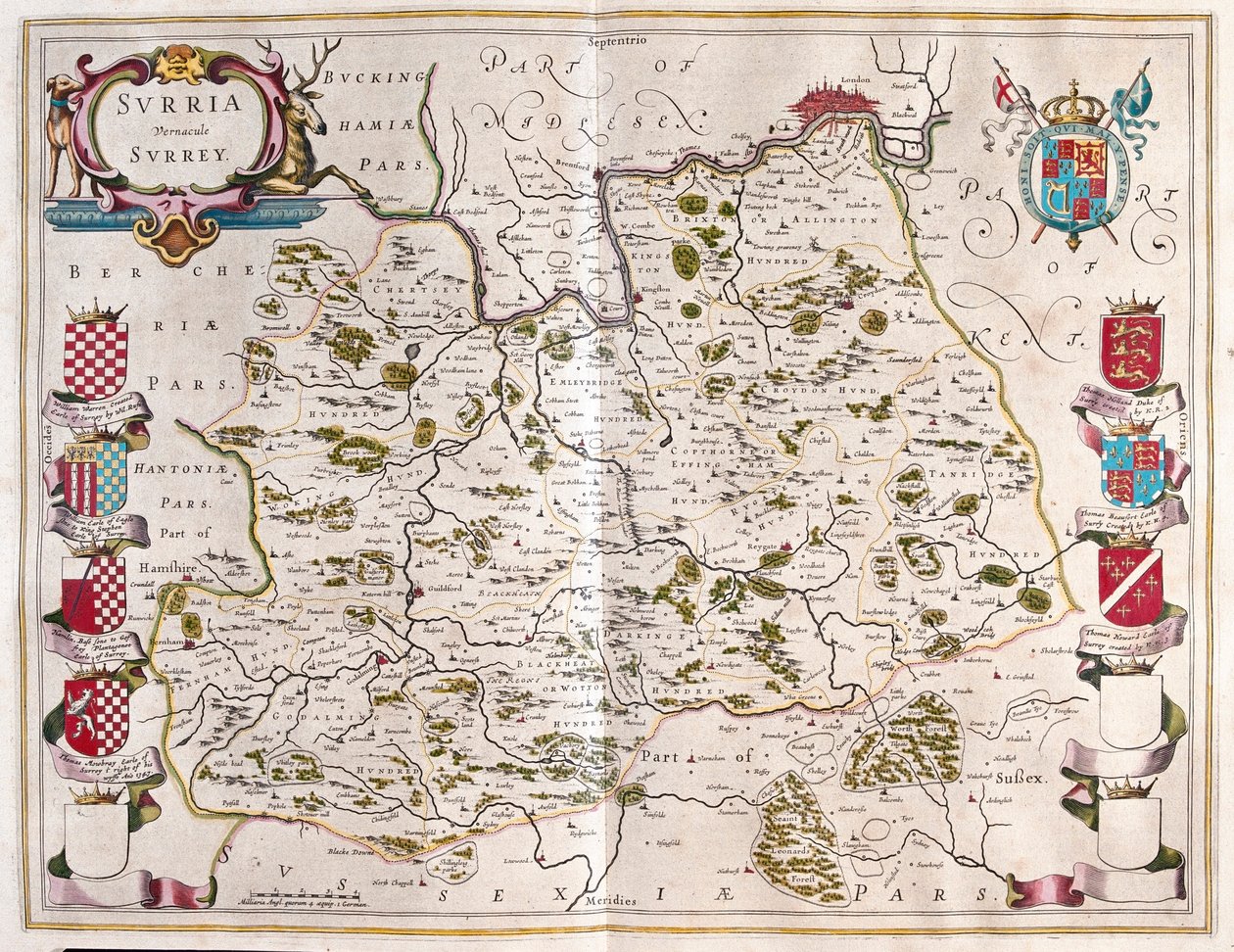 サリー、アムステルダム、ウィレム・ブラウ著『Theatrum Orbis Terrarum, sive Atlas Novus』所収 作： ウィレム・ブルー