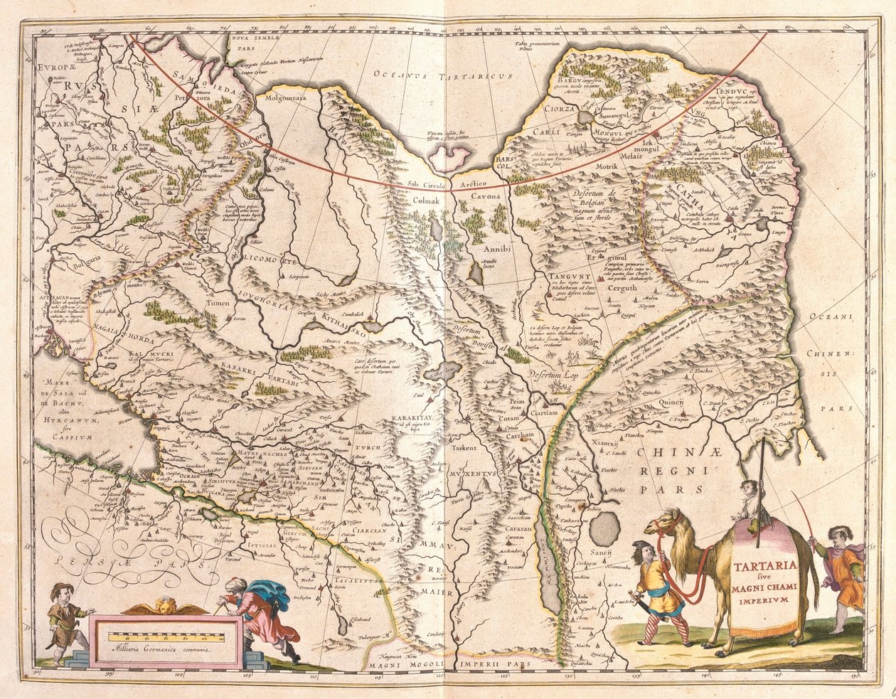 ウィレム・ブラウ著『Theatrum Orbis Terrarum, sive Atlas Novus』（アムステルダム）所収の韃靼と中国・朝鮮半島。 作： ウィレム・ブルー