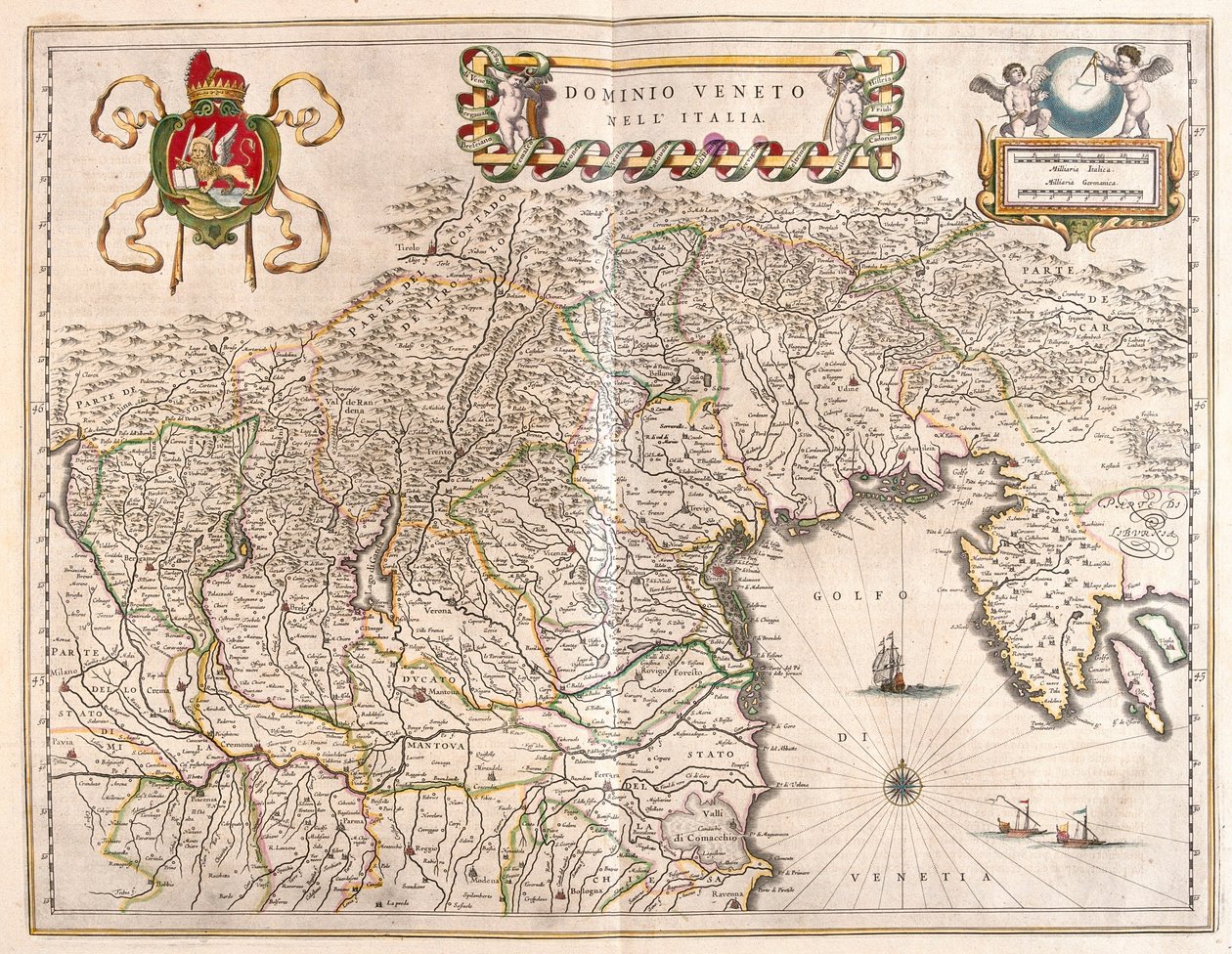 アムステルダム、ウィレム・ブラウ著『Theatrum Orbis Terrarum, sive Atlas Novus』所収のイタリア、ヴェネトとテルヴィーゾのテリオリー。 作： ウィレム・ブルー