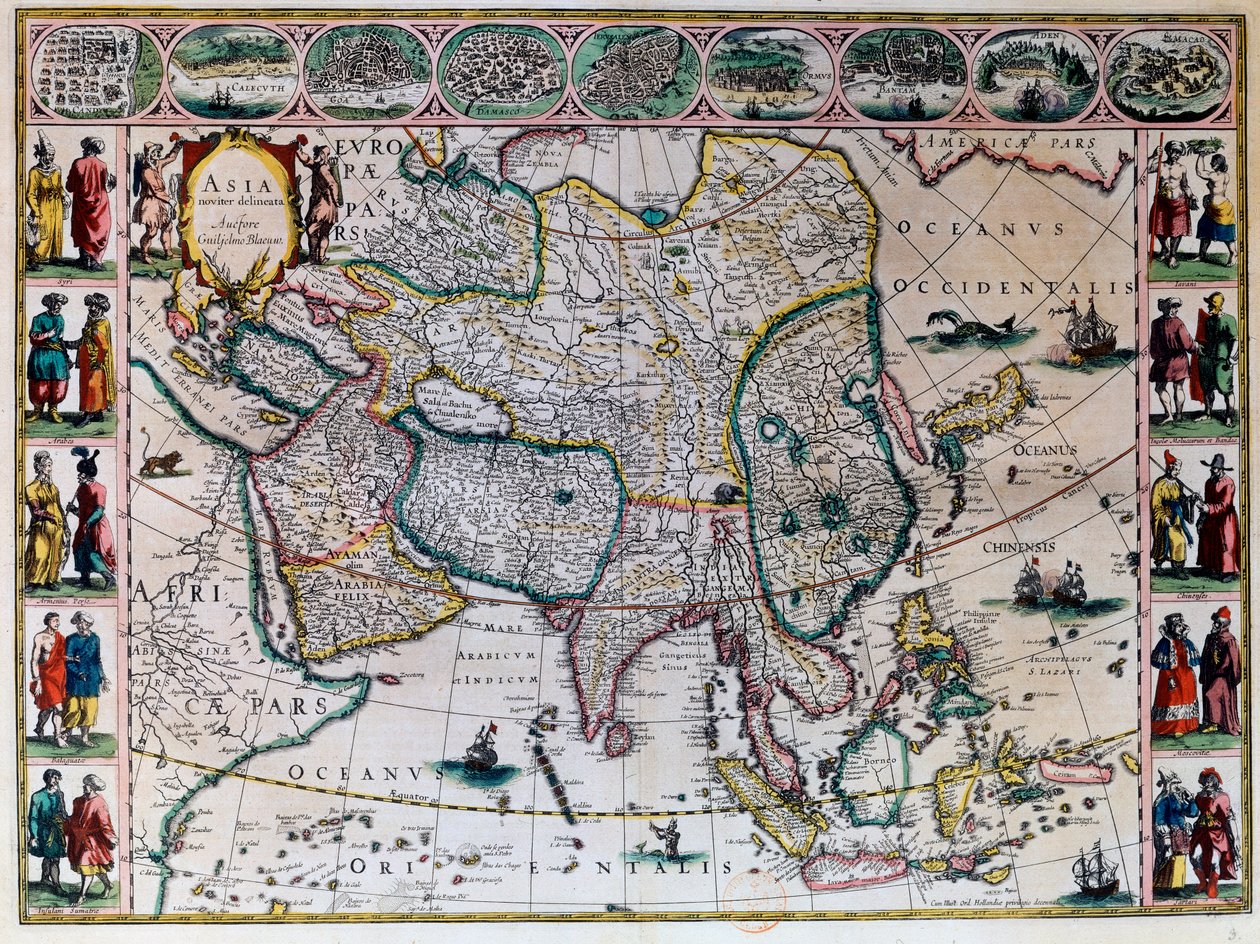 世界の劇場または新アトラス アムステルダムWillem Janszoon Blaeu（1571-1638）によるアジアの地理地図 作： ウィレム・ブルー