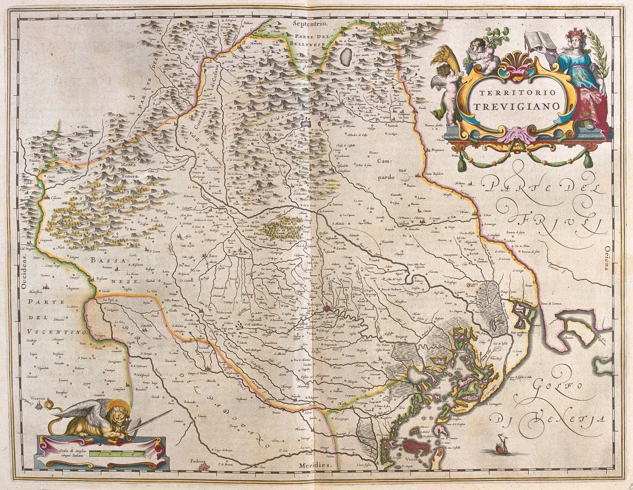 アムステルダム、ウィレム・ブラウ作「Theatrum Orbis Terrarum, sive Atlas Novus」所収、イタリア、トレヴィーゾ 作： ウィレム・ブルー