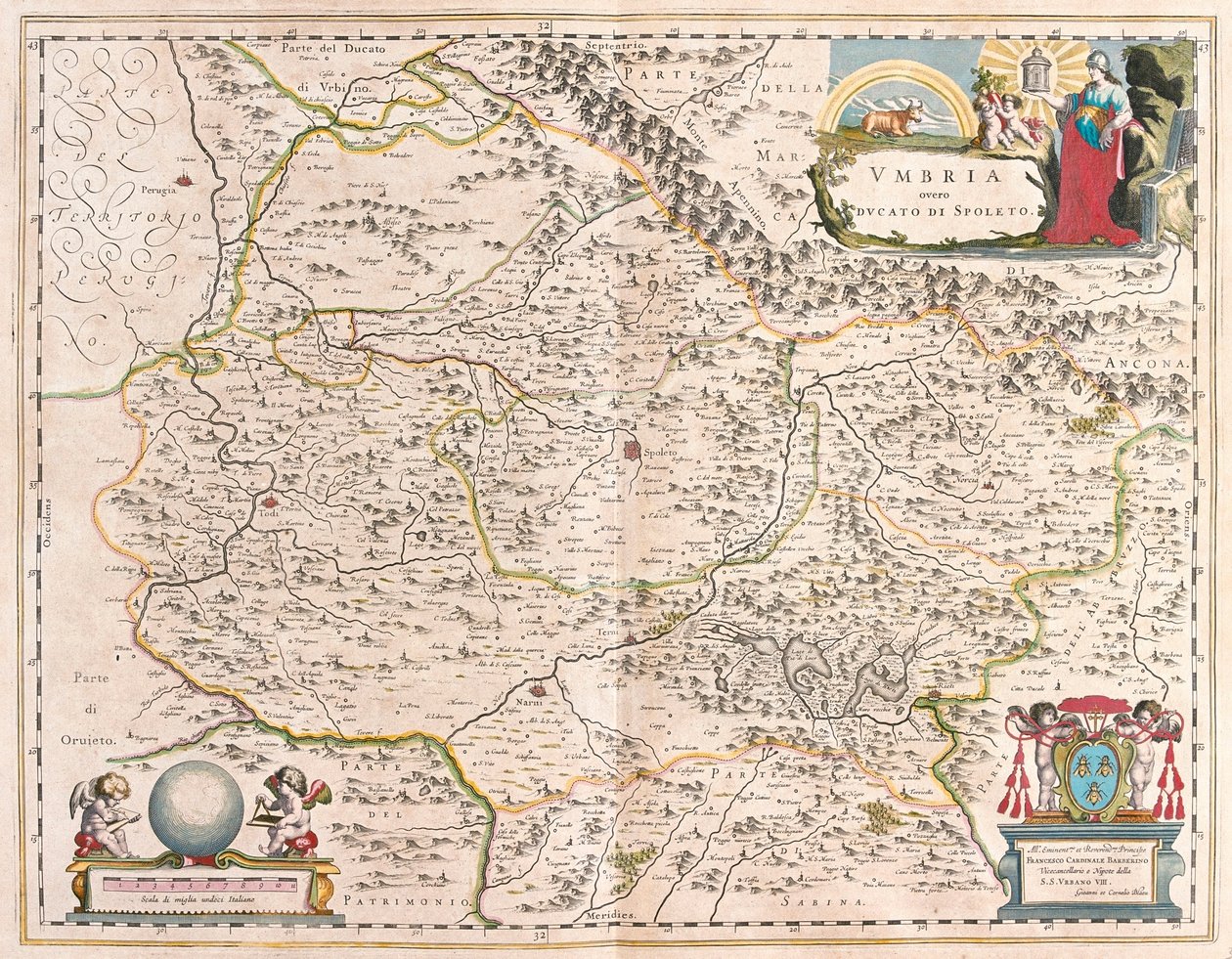 ウィレム・ブラウ作「Theatrum Orbis Terrarum, sive Atlas Novus」（アムステルダム）所収のイタリア、ウンブリア州 作： ウィレム・ブルー