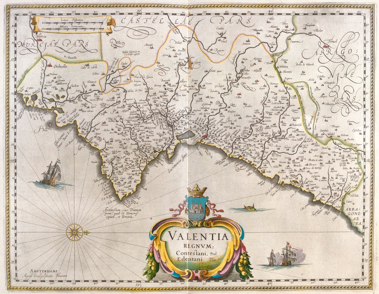 バレンシア、アムステルダム、ウィレム・ブラウ作「Theatrum Orbis Terrarum, sive Atlas Novus」所収 作： ウィレム・ブルー