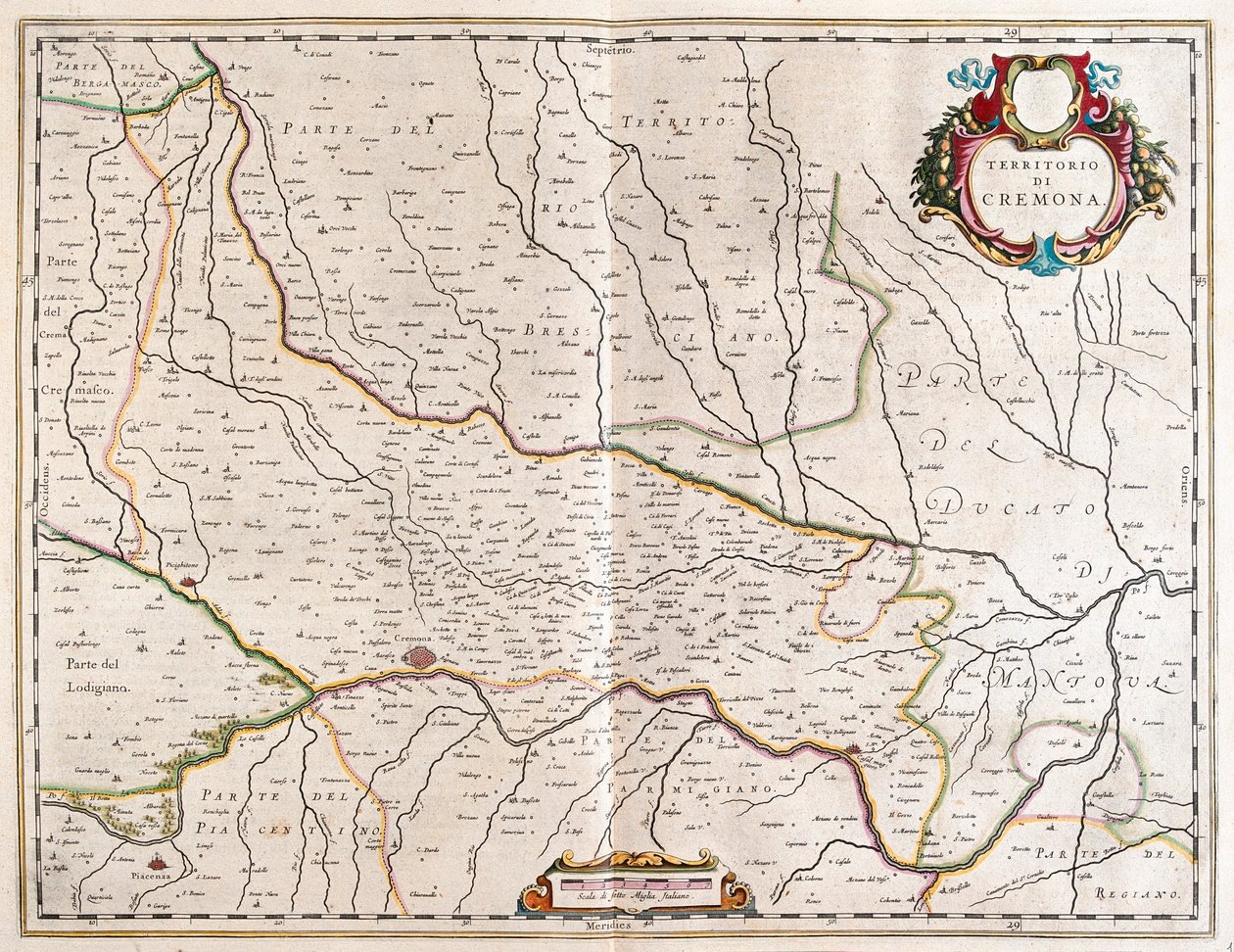 アムステルダム、ウィレム・ブラウ作「Theatrum Orbis Terrarum, sive Atlas Novus」に描かれたイタリアのクレモナ市。 作： ウィレム・ブルー