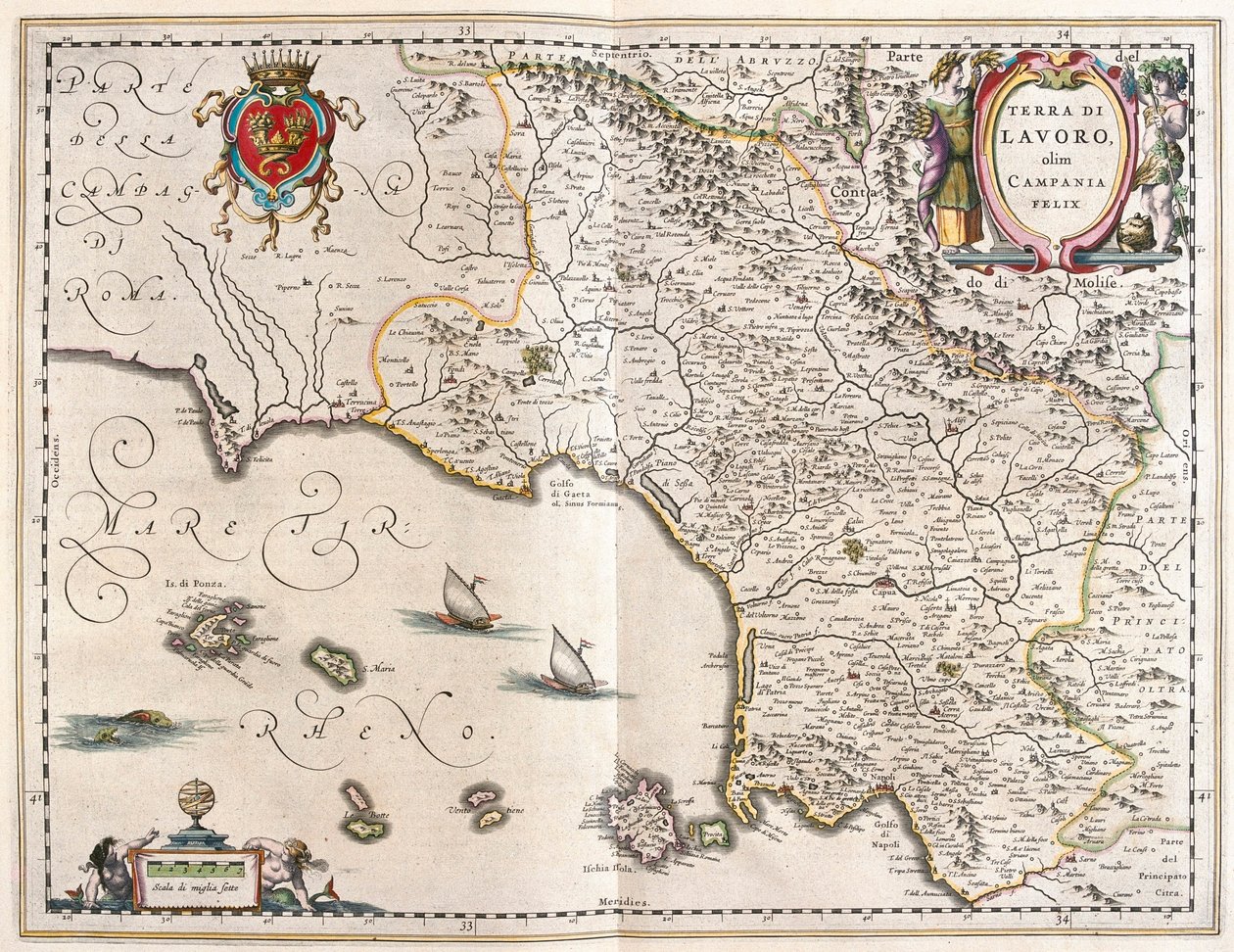 アムステルダム、ウィレム・ブラウ著「Theatrum Orbis Terrarum, sive Atlas Novus」所収、イタリア、カンパニア地方 作： ウィレム・ブルー