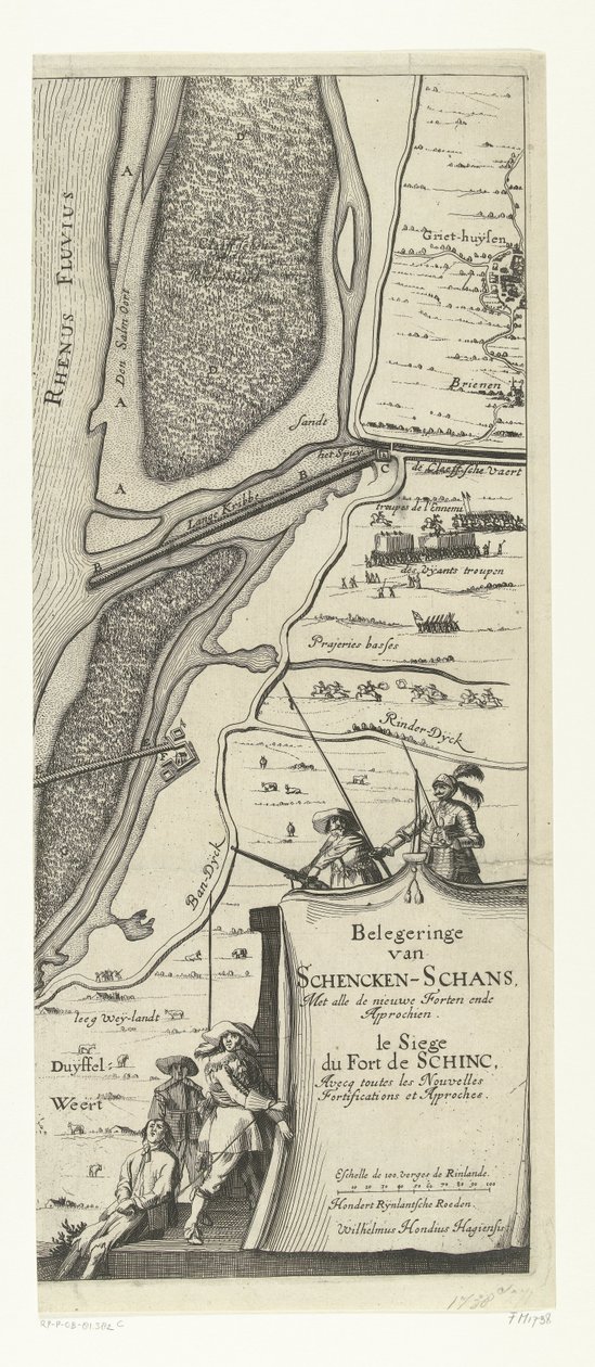 Beleg van Schenckenschans（右ページ）、1635 すべての新しい砦とアプローチを備えたシェンケン・スカンス包囲戦 作： ウィレム・ホンディウス