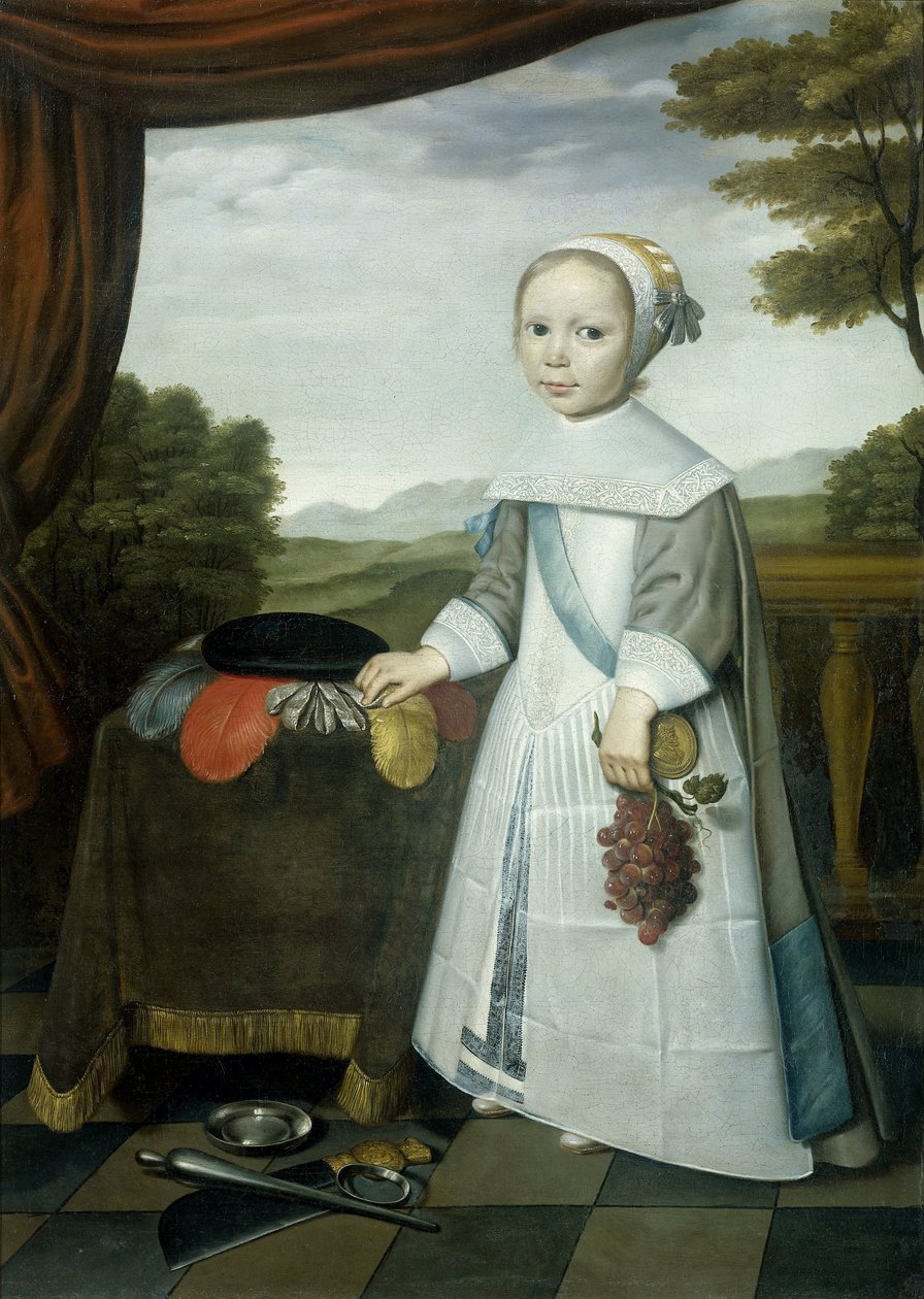 ヨハネス・ヴァン・リース (1662-1690/91) の肖像、エリザベート・ヴァン・オーステンの異母兄弟、子供時代 作： ウィレム・ヤンス。プロット（に起因）