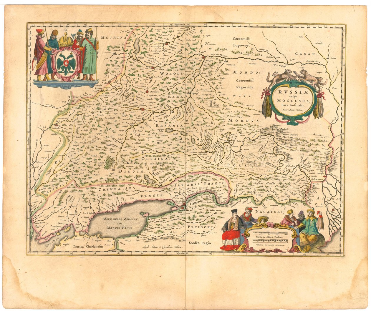 ロシアの地図：Old World ...、1645 作： ウィレム・ヤンスーン・ブラウ