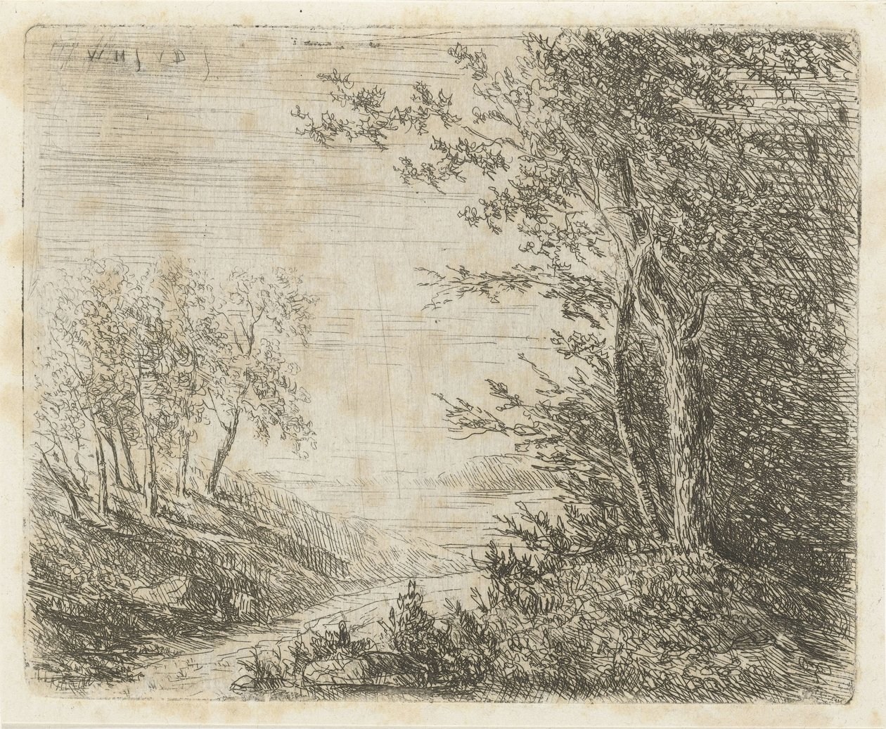 小川のある丘陵の風景 作： Willem Matthias Jan van Dielen