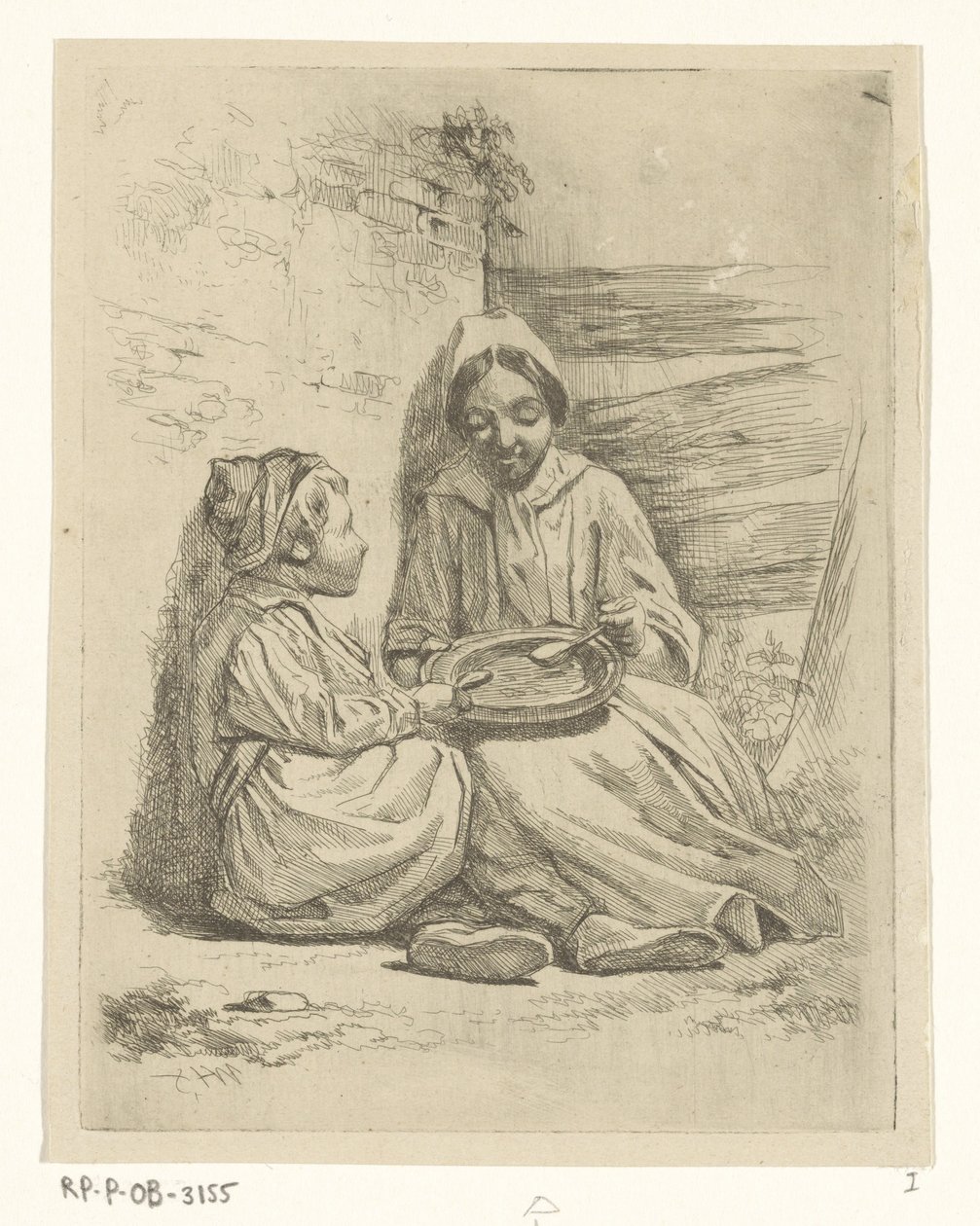 皿からすくう女の子と男の子 作： Willem Pieter Hoevenaar