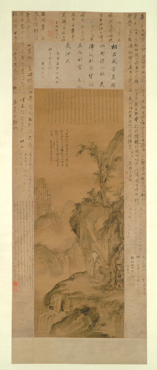 幾重にも重なった山々と水しぶきの滝：若い頃の華厳の肖像 作： ウィレム・ピーテルス・ブイテヴェッチ