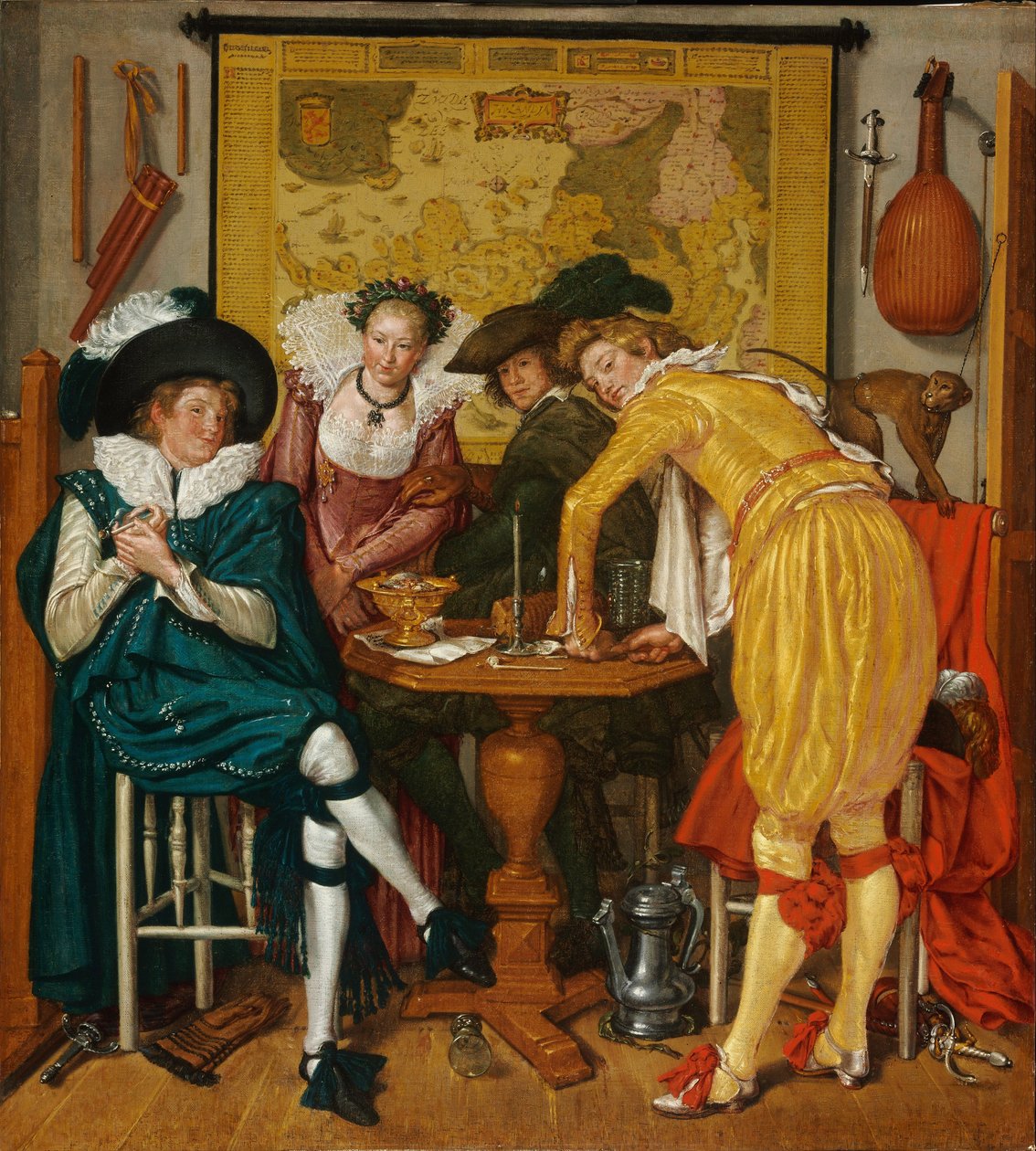陽気な会社 - Buytewech、Willem Pietersz。 (1591/92-1624) - 1620 - キャンバスに油彩 - 72.6x65.4 - ブダペスト美術館 作： ウィレム・ピーテルス・ブイテヴェッチ