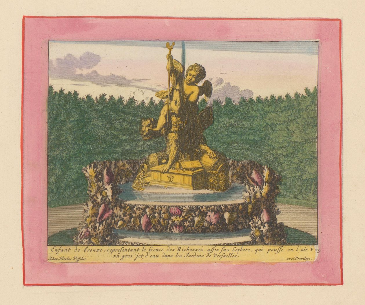 Brunnen mit einem Putto als Personifikation des Reichtums, sitzend auf Cerberus 作： ウィレム・スウィッデ