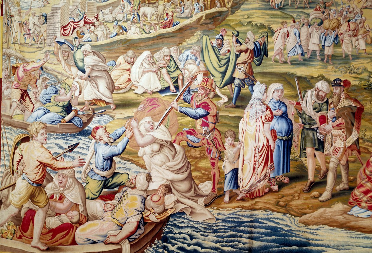 皇帝カール 5 世によるチュニスの征服: 1535 年にスペイン軍によって女性に加えられた暴力 (タペストリー) 作： ウィレム・デ・パンネメーカー