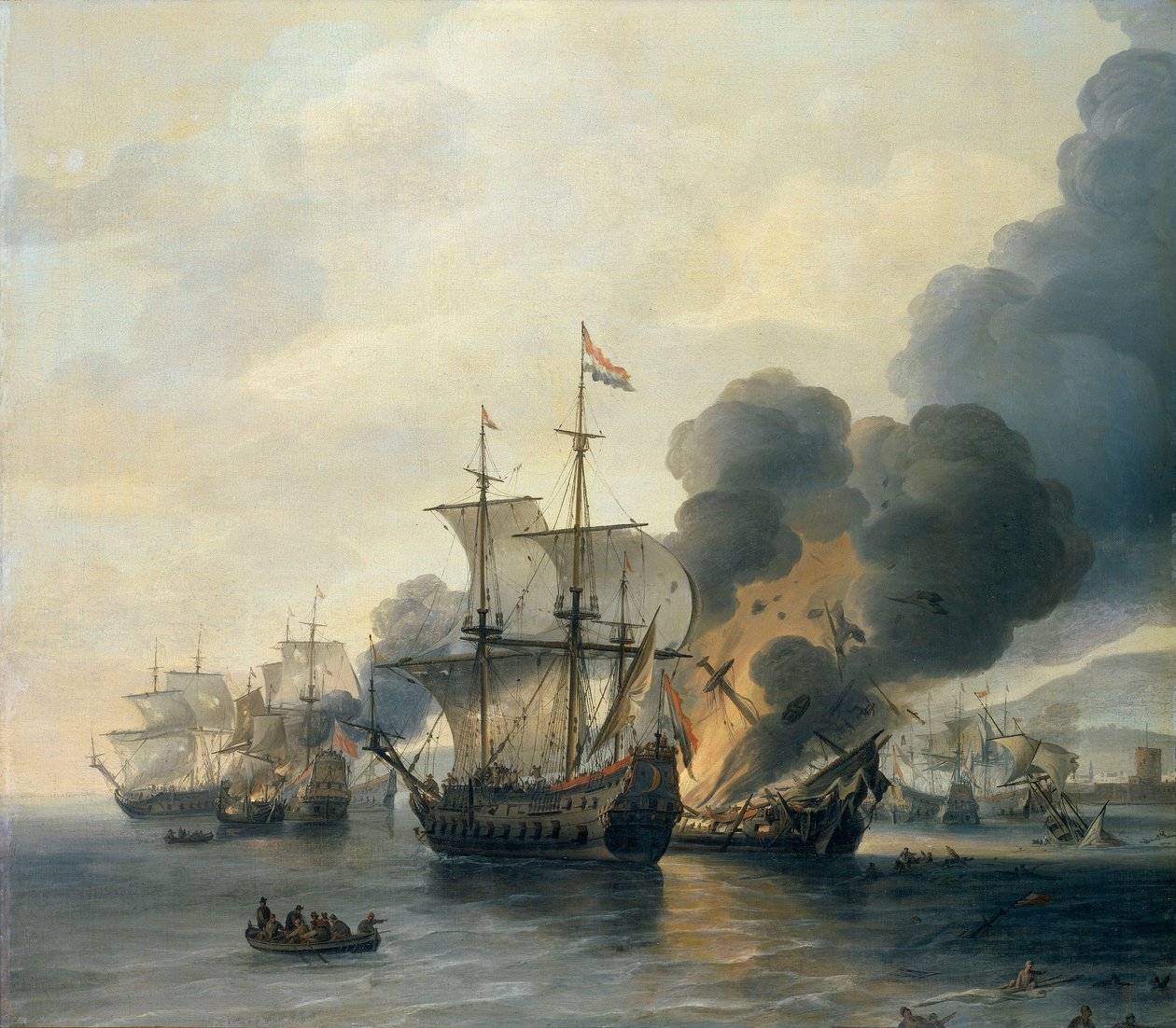 レグホルンの戦い、1653年3月4日、17世紀半ば（油彩・カンヴァス） 作： ウィレム・ヴァン・ディースト