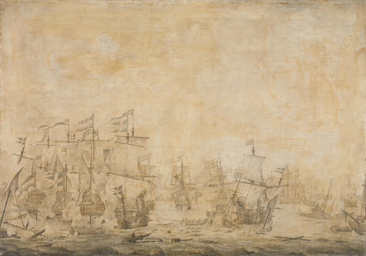 1658 年 11 月 8 日、サウンドでのオランダ艦隊とスウェーデン艦隊の間の戦い 作： ウィレム・ファン・デ・ベルデ（I）（帰属）
