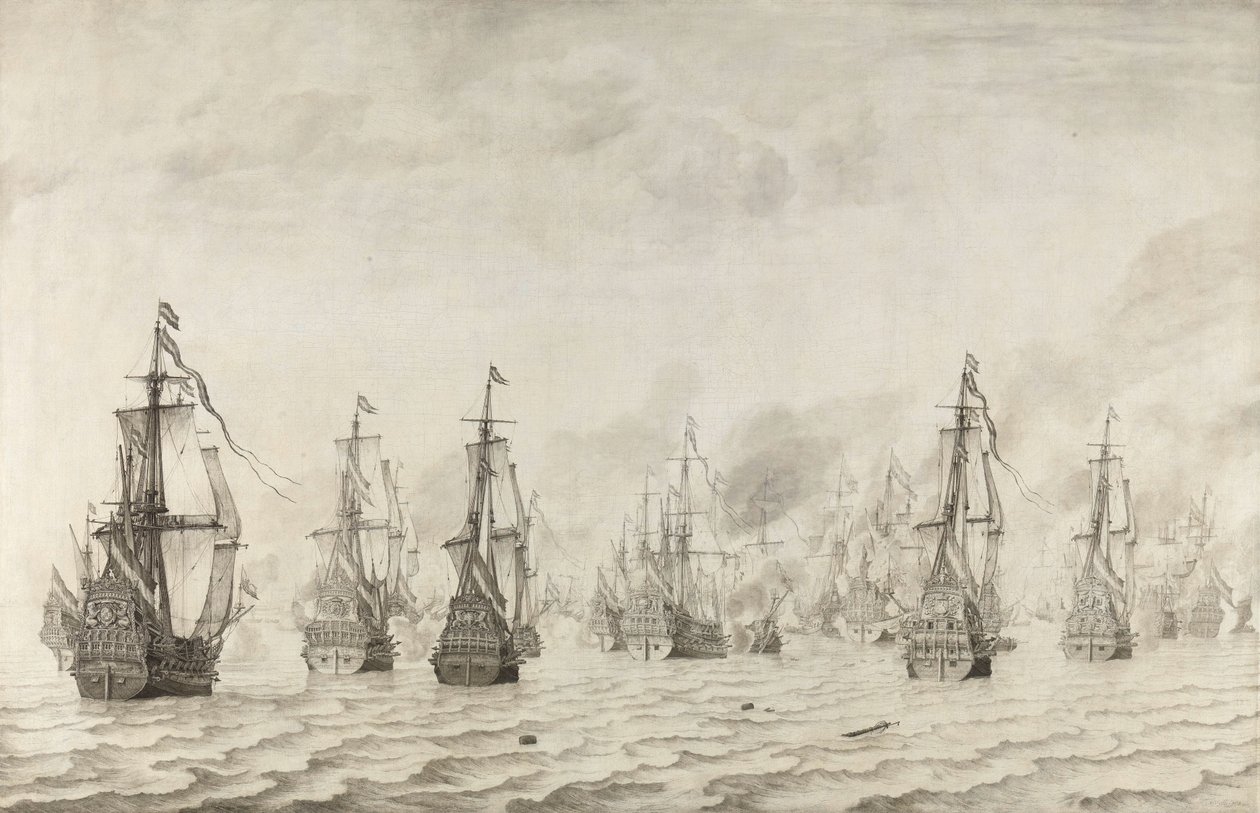 ダンケルクの戦い 1639 年 2 月 18 日、ダンケルク付近でのスペインとの海戦 作： ウィレム・ファン・デ・ベルデ（I）