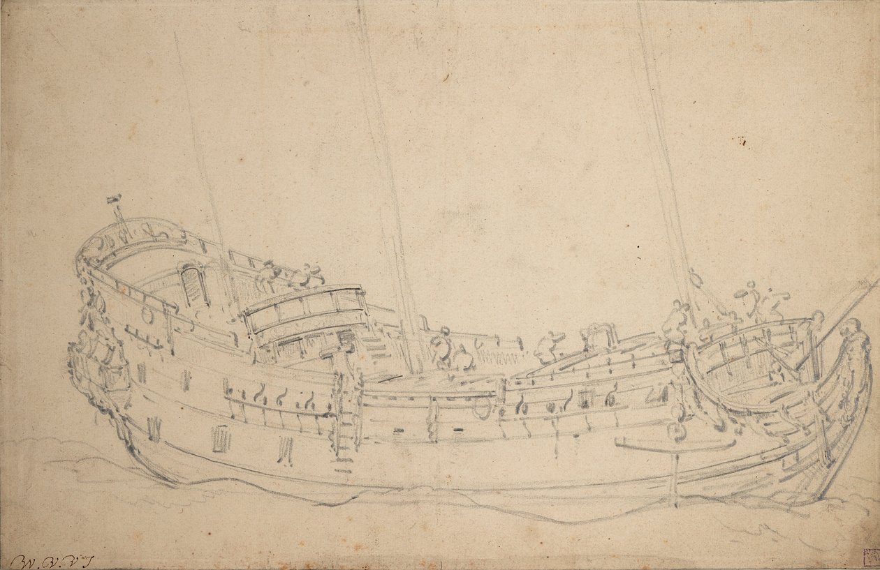 イギリス人5等兵の肖像 1675年頃（黒鉛画） 作： ウィレム・ファン・デ・ザ・ヤンガー・ヴェルデ