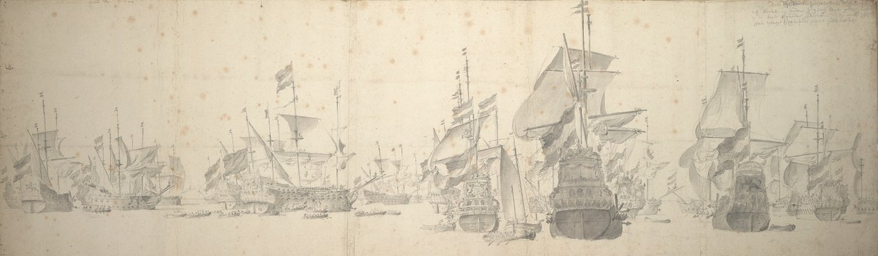 1658年10月7日～17日、テルシェリング沖のオランダ艦隊で開かれた海戦会議 作： ウィレム・ファン・デ・エルダー・ベルデ