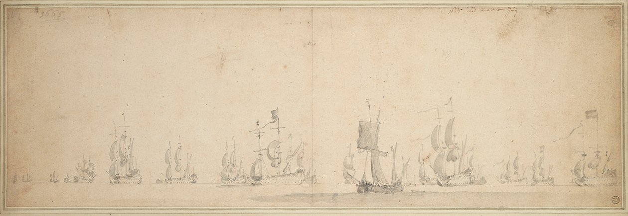 ローストフト海戦前のオランダ艦隊（1665年5月～6月 作： ウィレム・ファン・デ・エルダー・ベルデ