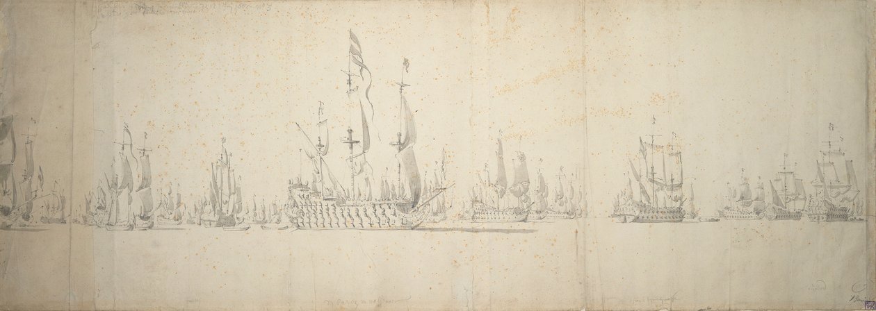 ローストフトの戦いの前日、1665年6月2日～12日 作： ウィレム・ファン・デ・エルダー・ベルデ