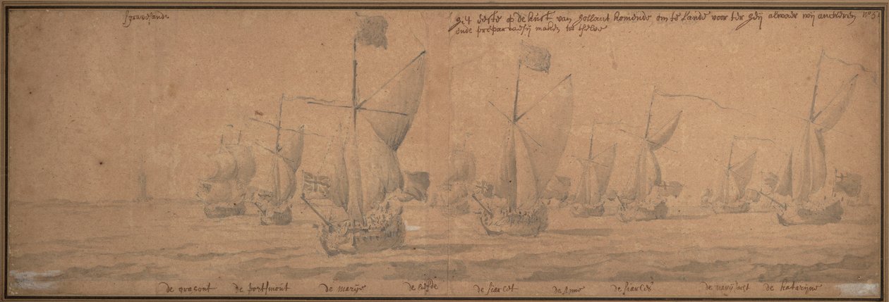 1677年12月9日、オランダ沿岸に到着したヨット 作： ウィレム・ファン・デ・エルダー・ベルデ