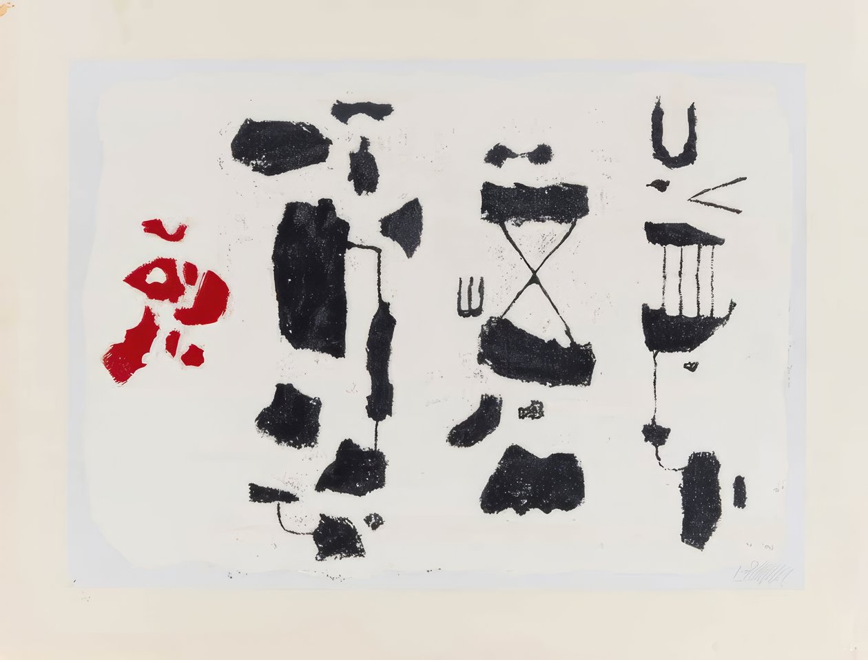 黒い記号 - 赤い形の黒い図形 作： 