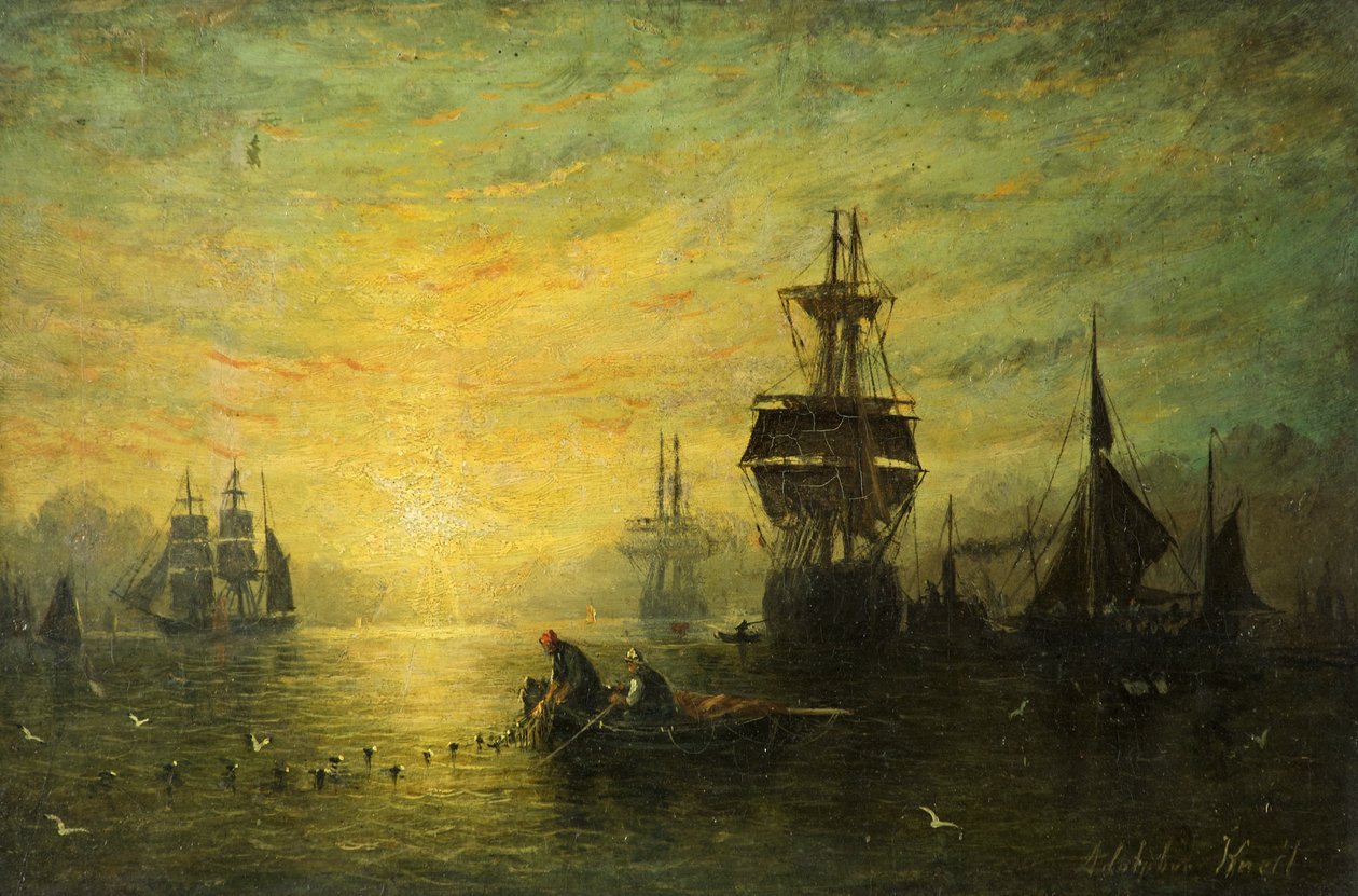 ボートの夕日、1875 作： ウィリアム・アドルファス・ネル