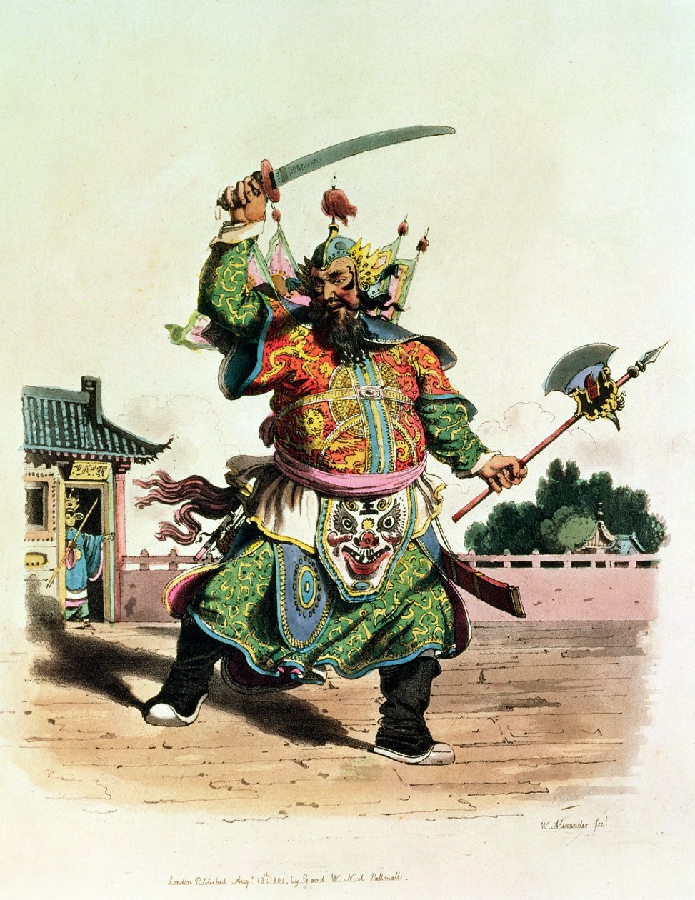 中国のコメディアン、「中国のコスチューム」のイラスト、1805 作： ウィリアムアレクサンダー