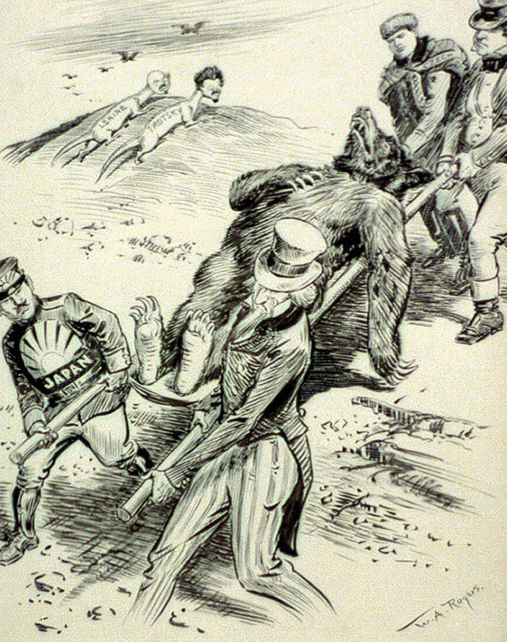 1918年のレッドスケア中に発表された病院事件、反共産主義の漫画 作： ロジャースの後のウィリアム・アレン