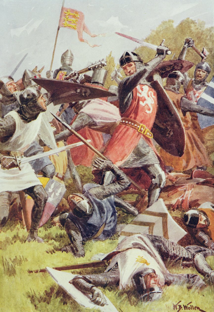 1265年8月4日のイヴシャムの戦い、サー・イブリン・ウッド（1838-1919）が編集した「陸と海でのイギリスの戦い」から1915年に初公開 作： ウィリアムバーンズウール