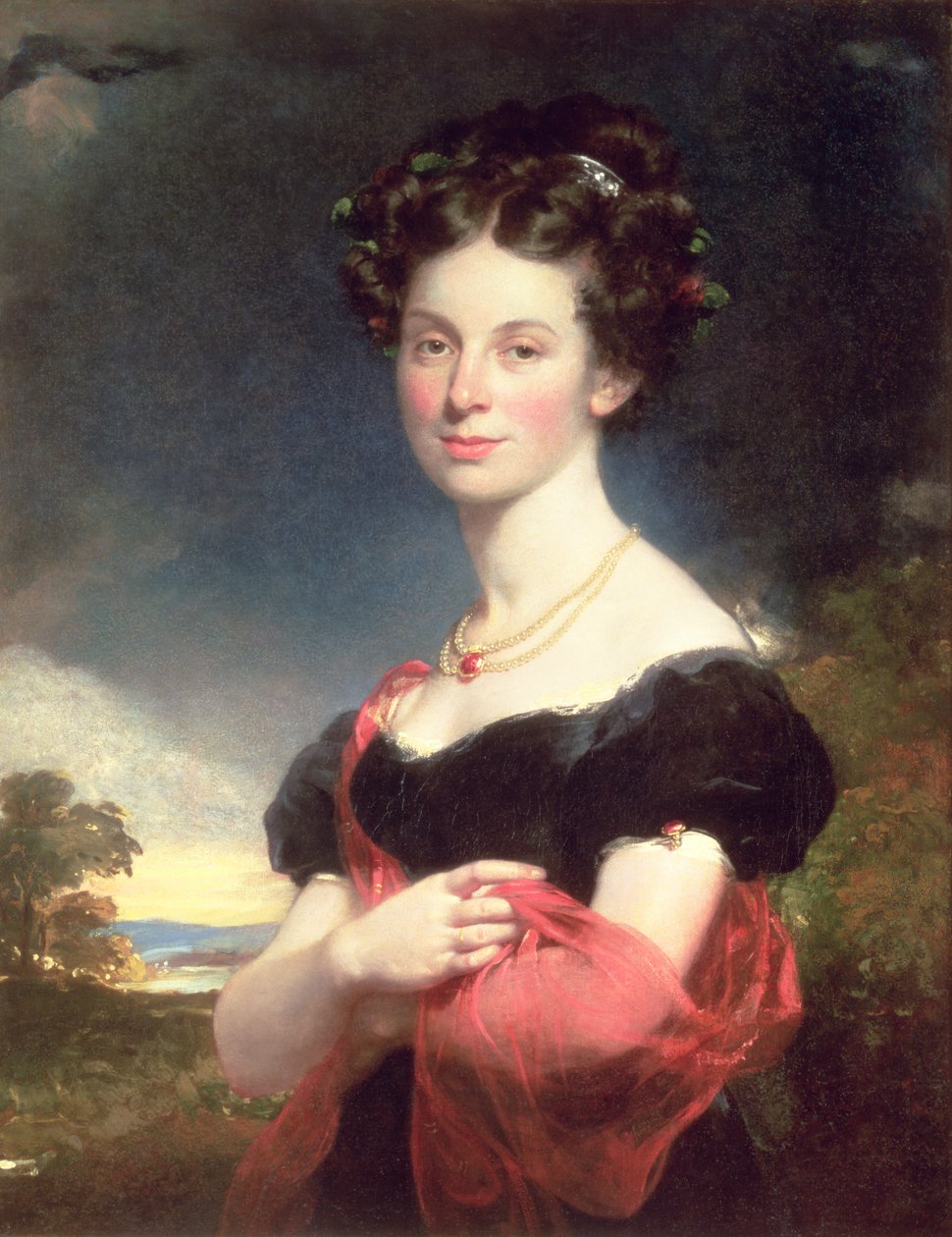 1825年の黒いドレスを着た女性の肖像 作： ウィリアム・ビーチー