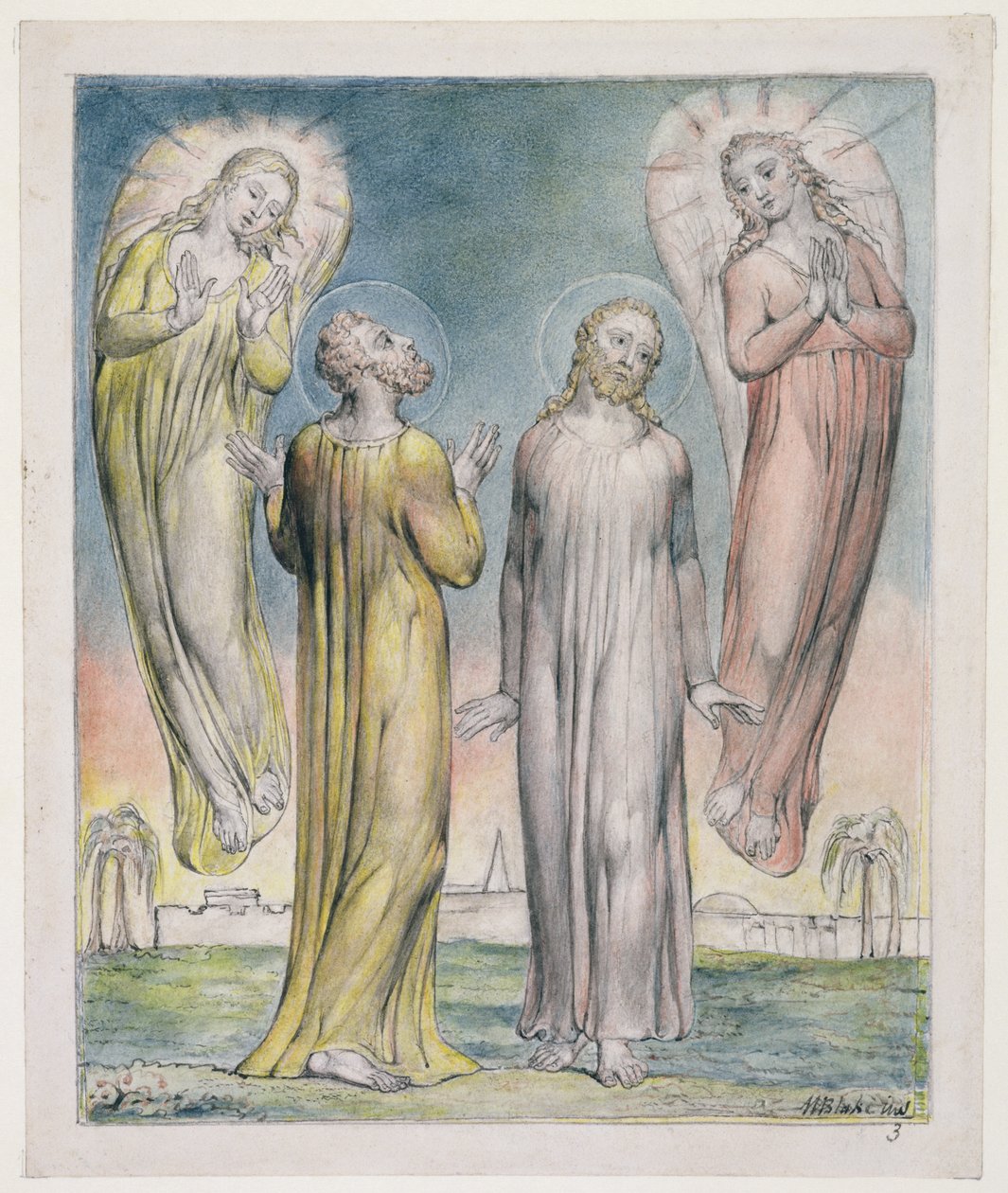 Andrew、Simon Peter Searching for Christ、illustration from &39;Paradise Regained&39; by John Milton、c.1816-18（pen und ink、gray Wash and wc on paper） 作： ウィリアム・ブレイク
