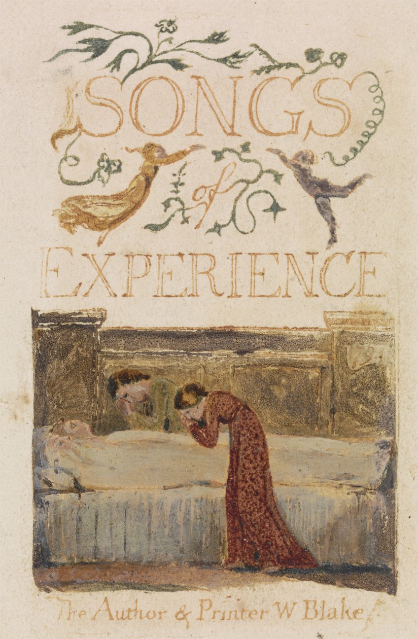 経験、タイトルページ、Songs of Experience、1794（水彩によるレリーフエッチング） 作： ウィリアム・ブレイク