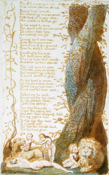 Famishd、Weeping、Weak ...、Songs of Innocence、1789年のプレート7（紙にトイレでレリーフエッチング） 作： ウィリアム・ブレイク