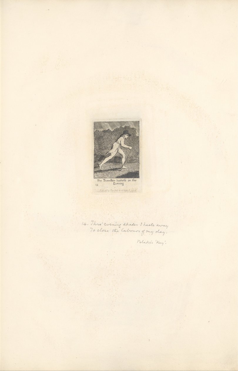 For the Sexes- The Gates of Paradise、Plate 16、The Traveller hasteth in the Evening 作： ウィリアム・ブレイク