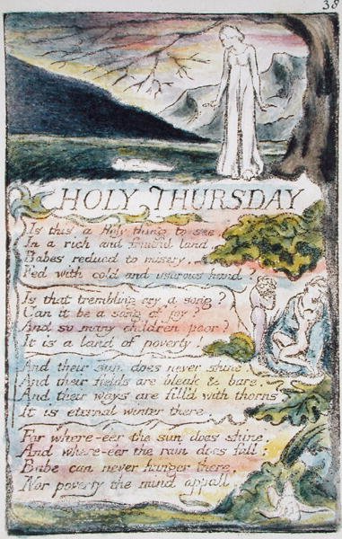 聖木曜日、Songs of Innocence and of Experience（Bentley Copy L）1789-94（pen＆wcによるレリーフエッチング）のプレート38（Bentley 33） 作： ウィリアム・ブレイク