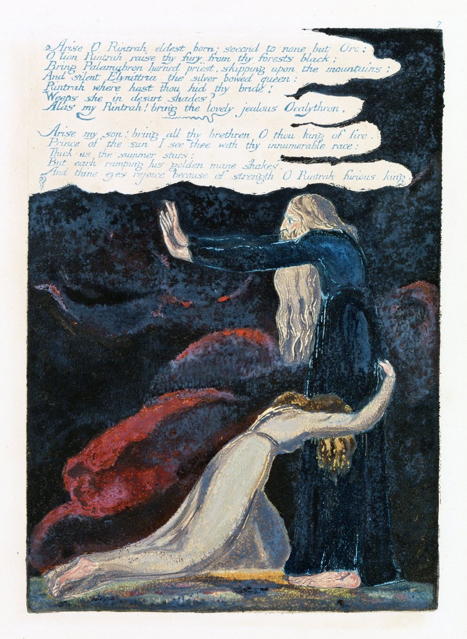 「ヨーロッパ：予言」からのイラスト、ランベス、1794（紙にインクとトイレ） 作： ウィリアム・ブレイク