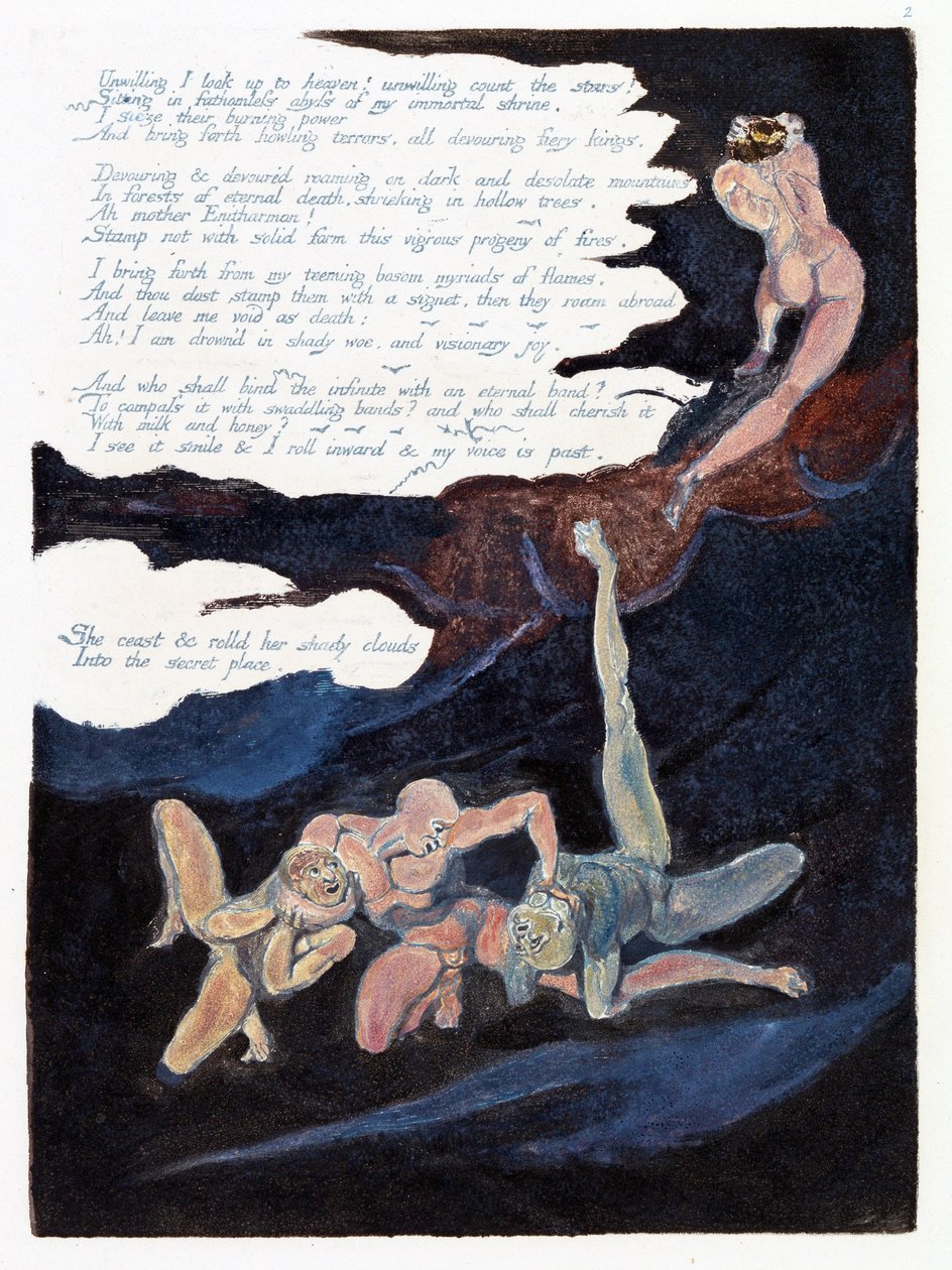 「ヨーロッパ：予言」からのイラスト、ランベス、1794（紙にインクとトイレ） 作： ウィリアム・ブレイク