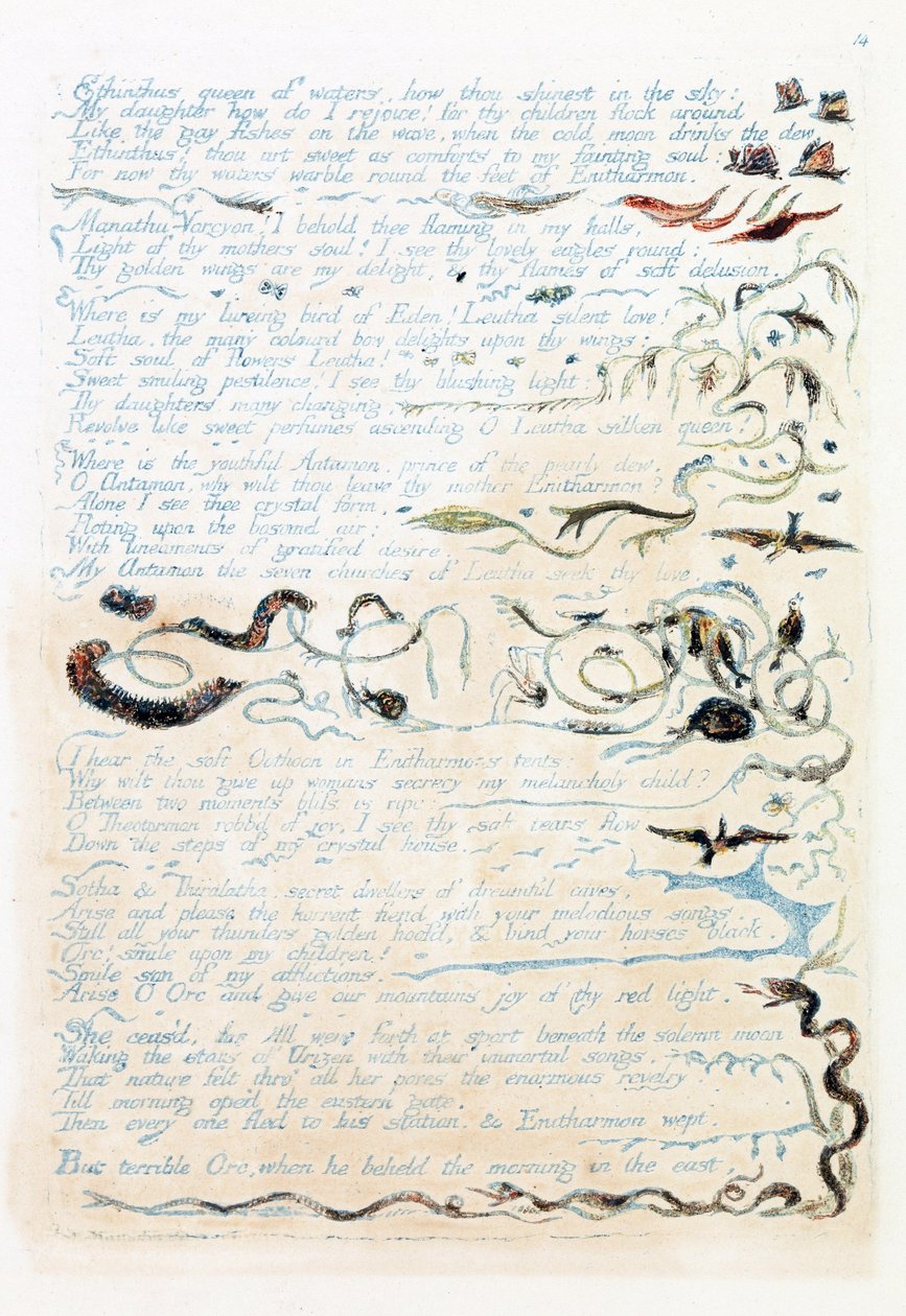 「ヨーロッパ：予言」からのイラスト、ランベス、1794（紙にインクとトイレ） 作： ウィリアム・ブレイク